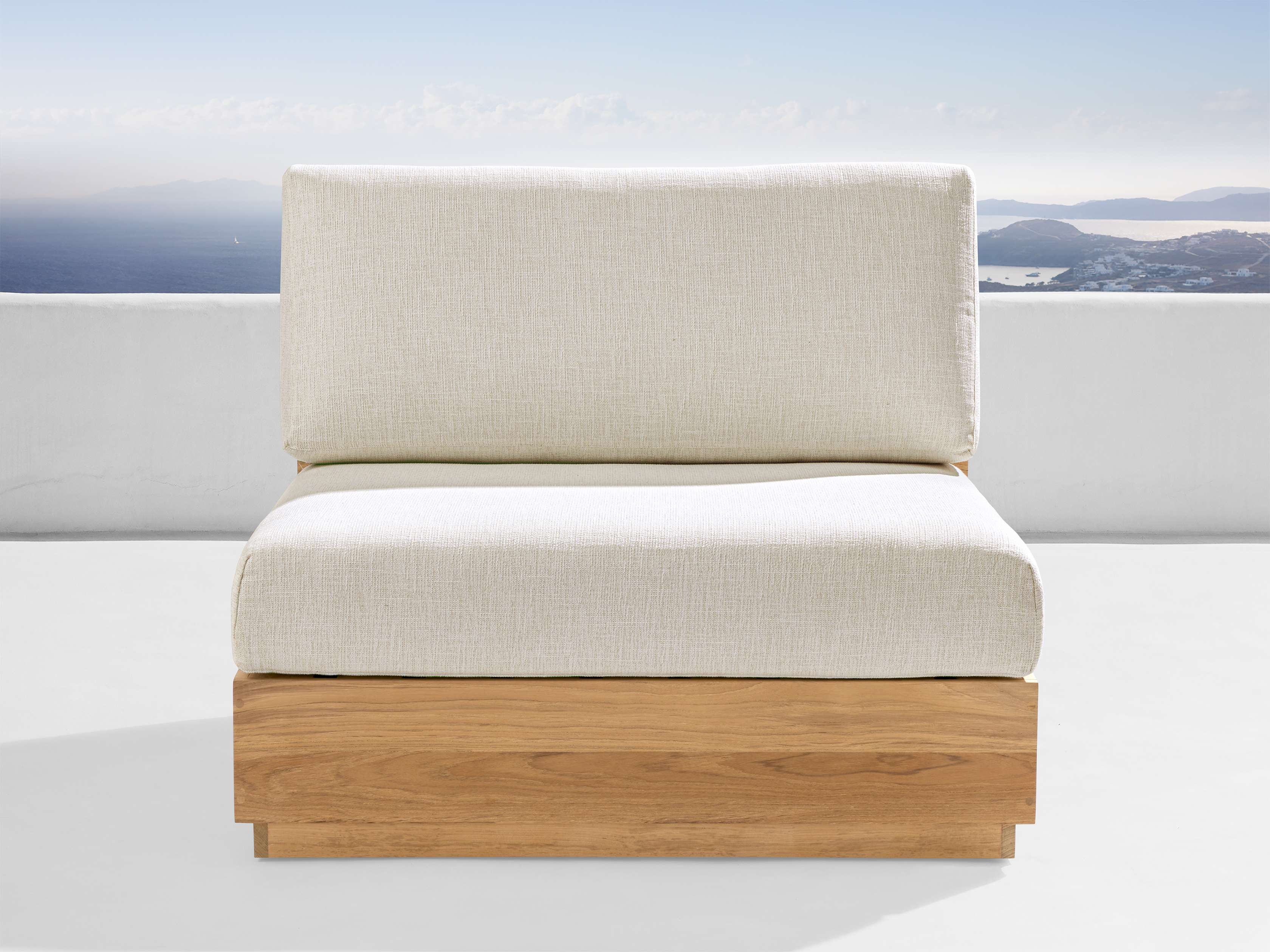 Premium Teak Outdoor Armless Chair - Weather-Resistant & Durable Patio Furniture for Garden, Poolside, or Deck - Bal Harbour Collection