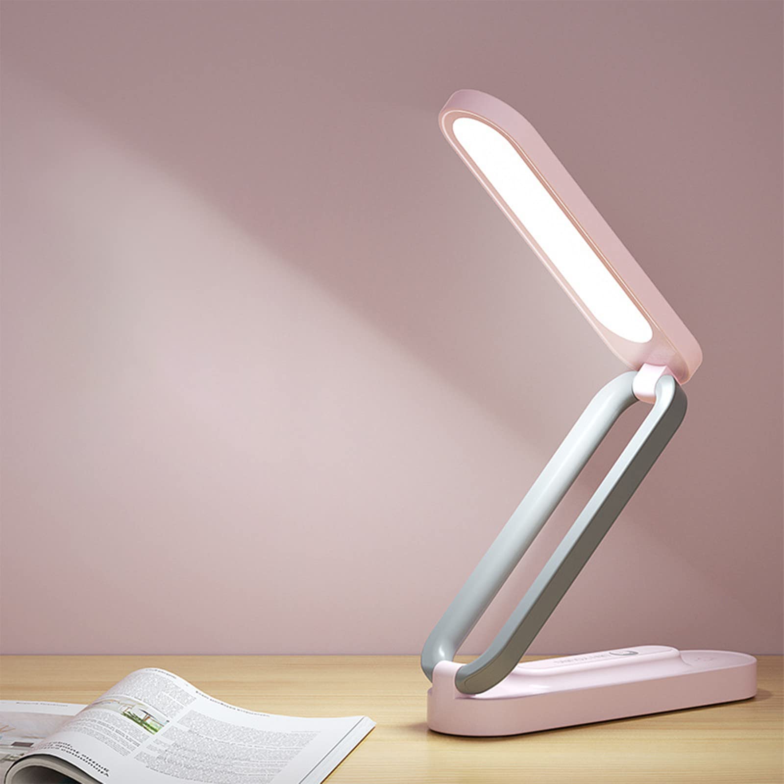 Foldable LED Desk Lamp with USB Charging - Eye Protection Study Light for Bedroom, Office & Dorm - Adjustable Night Light with Dual Power Options (Plug-in/USB) - Perfect for Reading, Working & Relaxing