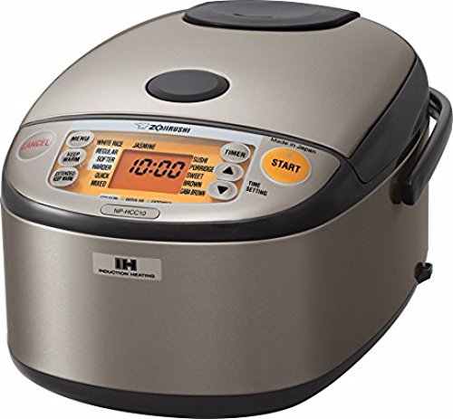 Zojirushi NP-HCC10XH 1L Stainless Steel Induction Heating Rice Cooker & Warmer with Measuring Spoons & Rice Container - Perfect for Small Families, Dorms & Office Kitchens