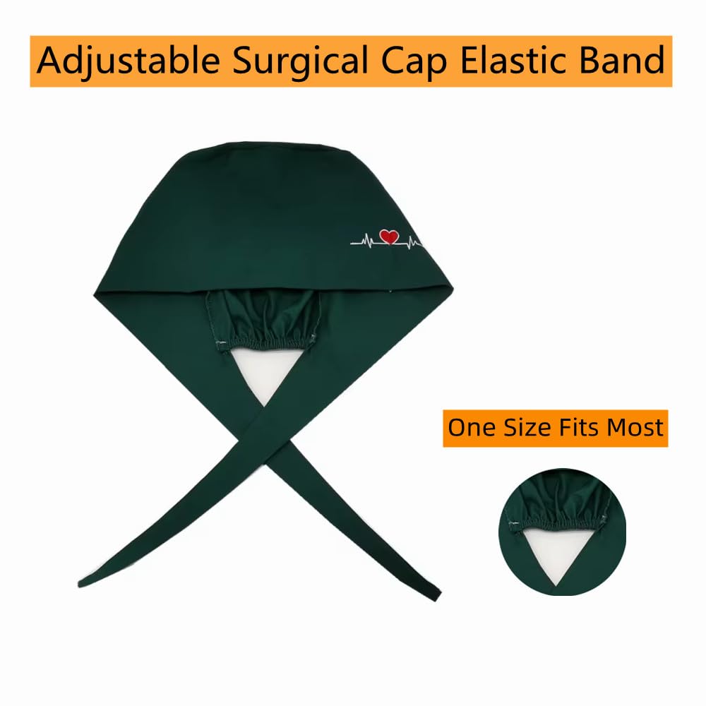 6 Pcs Adjustable Scrub Caps for Women & Men - Elastic Surgical Nurse Hats with Buttons & Sweatband - Comfortable Medical Working Caps for Doctors, Nurses, Dentists & Healthcare Professionals - Perfect for Hospitals, Clinics & Operating Rooms