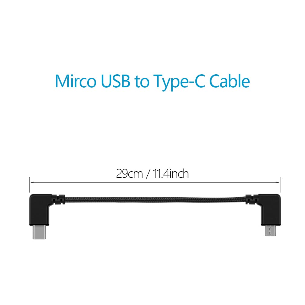LYONGTECH 11.4 Inch Micro USB to USB C Remote Controller Cable for DJI Mini SE, Mavic Mini, Mavic 2 Pro/Zoom, Mavic Air, Spark, Mavic Pro Platinum - Perfect for Drone Remote Charging & Firmware Updates