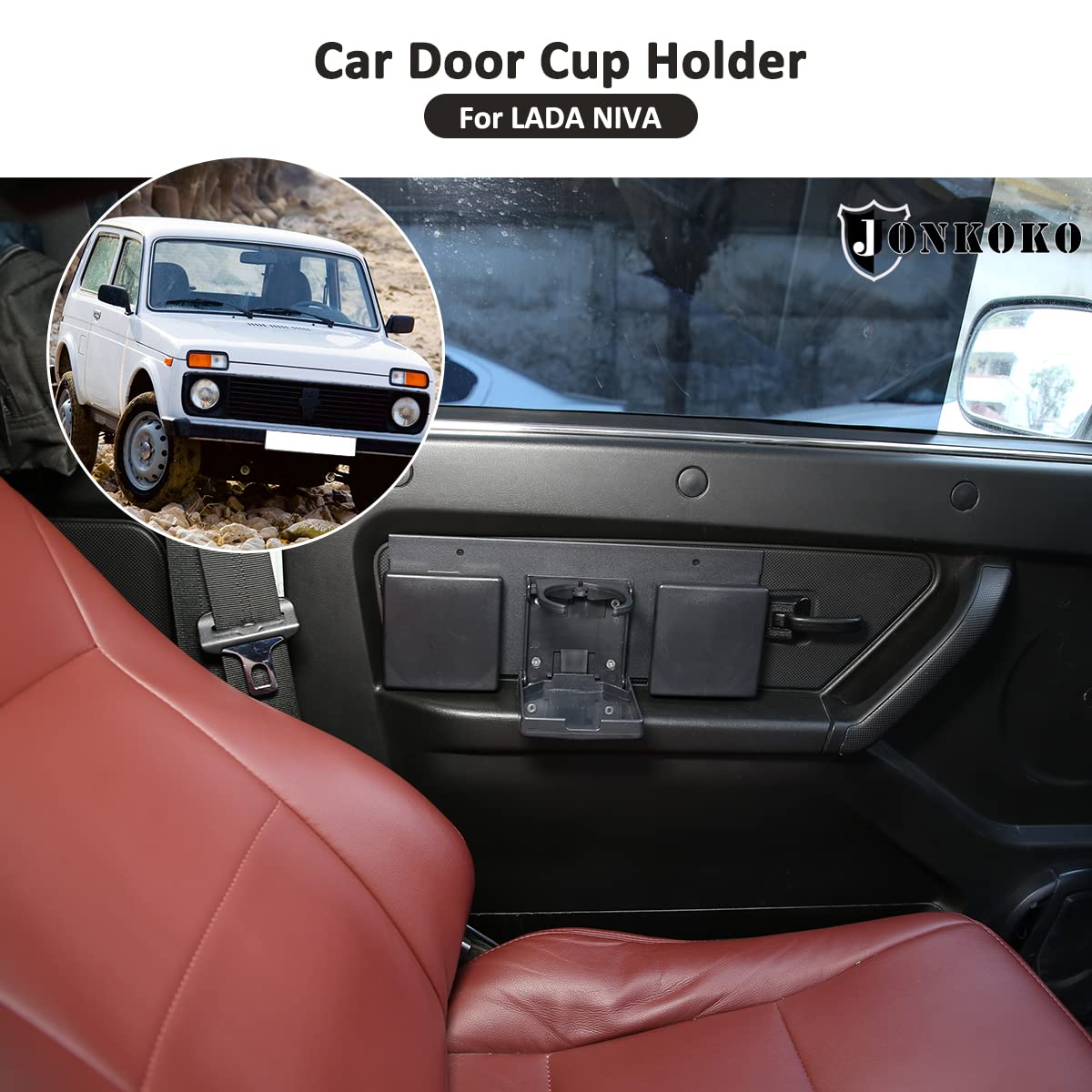 Adjustable Folding Car Cup Holder for Lada NIVA - Black Universal Door Drink Holder for Soda Cans, Water Bottles & Coffee | Perfect for Road Trips, Commuting & Travel Accessories