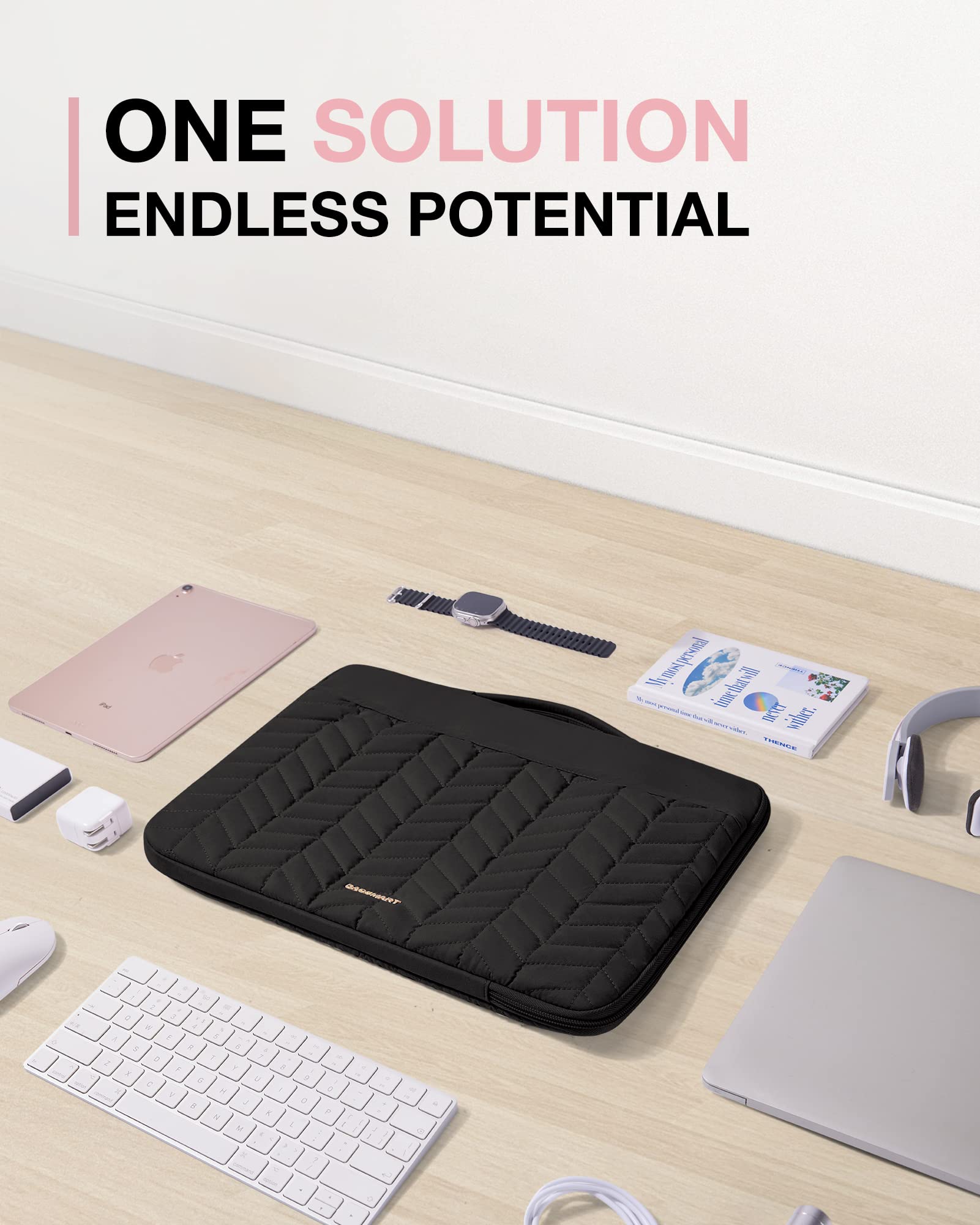 BAGSMART 13-14 Inch Padded Laptop Sleeve with Handle - Shockproof Protective Case for MacBook Air Pro 13.3