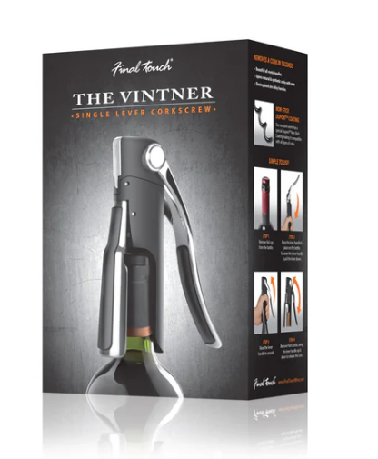 Premium Final Touch Single Lever Corkscrew - Easy Wine Bottle Opener with Ergonomic Handle for Smooth Cork Removal | Perfect for Home Bars, Restaurants, and Wine Tasting Events