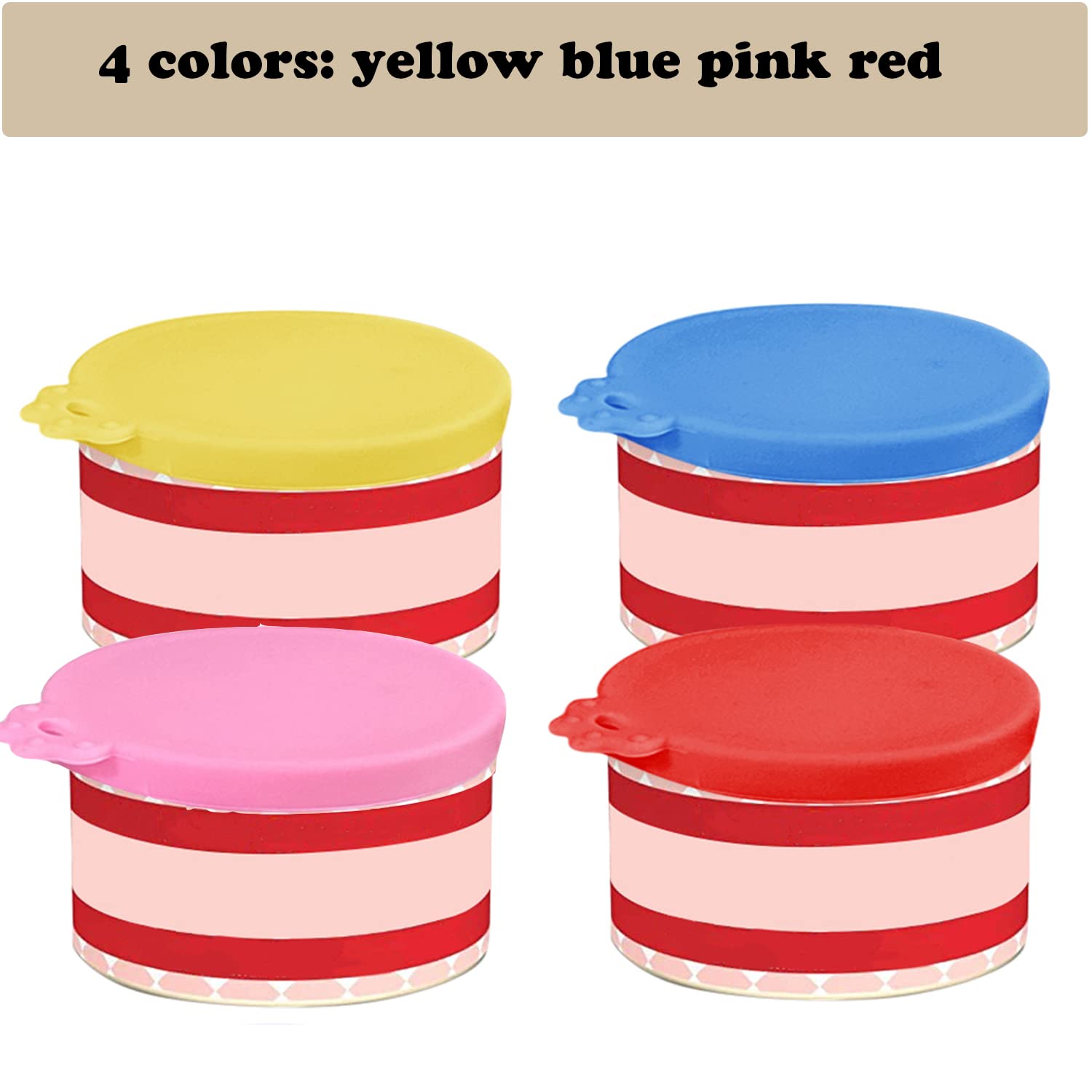 AQSXO 4 Pack Silicone Pet Food Can Lids - Reusable Covers for 3 oz & 2.5 oz Cat Food Cans - Keep Pet Food Fresh & Airtight - Perfect for Storage, Travel & Portion Control