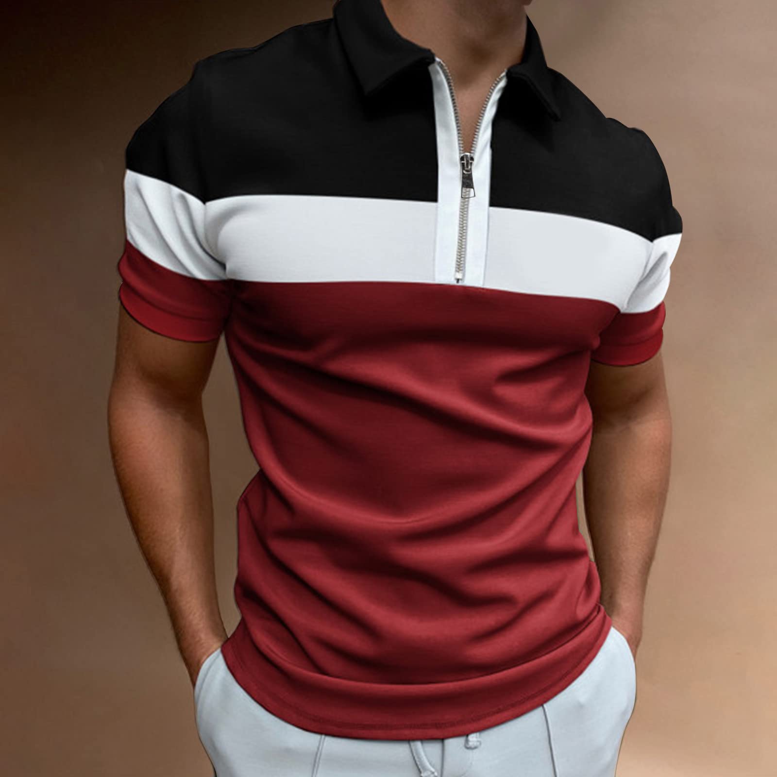 Men's 3D Digital Print Short Sleeve T-Shirt - Loose Lapel Zipper Top for Spring & Summer | Casual Streetwear, Gym, Travel & Daily Wear (Sizes S/M)
