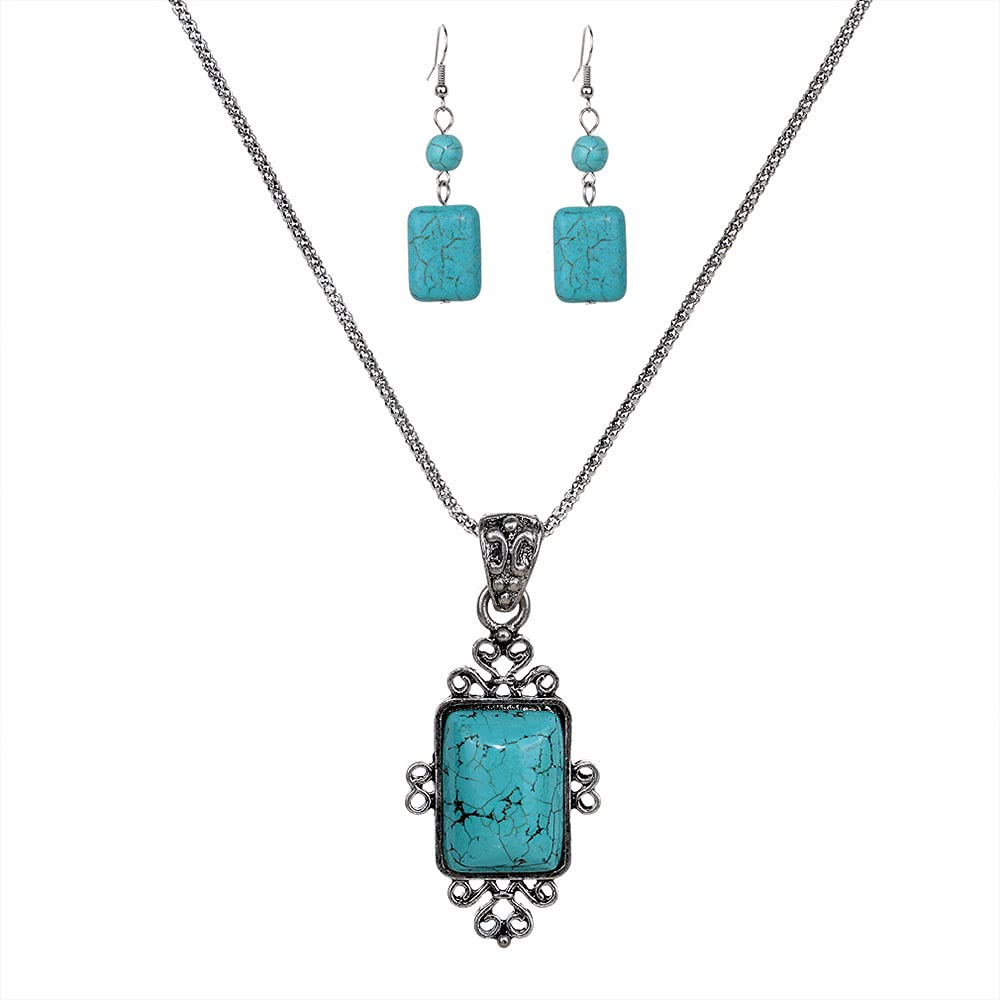 3pcs Turquoise Earrings and Necklace Set for Women & Girls – Elegant Jewelry Gift for Christmas, Valentine's Day, Birthdays, Anniversaries | Perfect for Parties, Dances, Dates, Weddings, Prom, Office & Holiday Events
