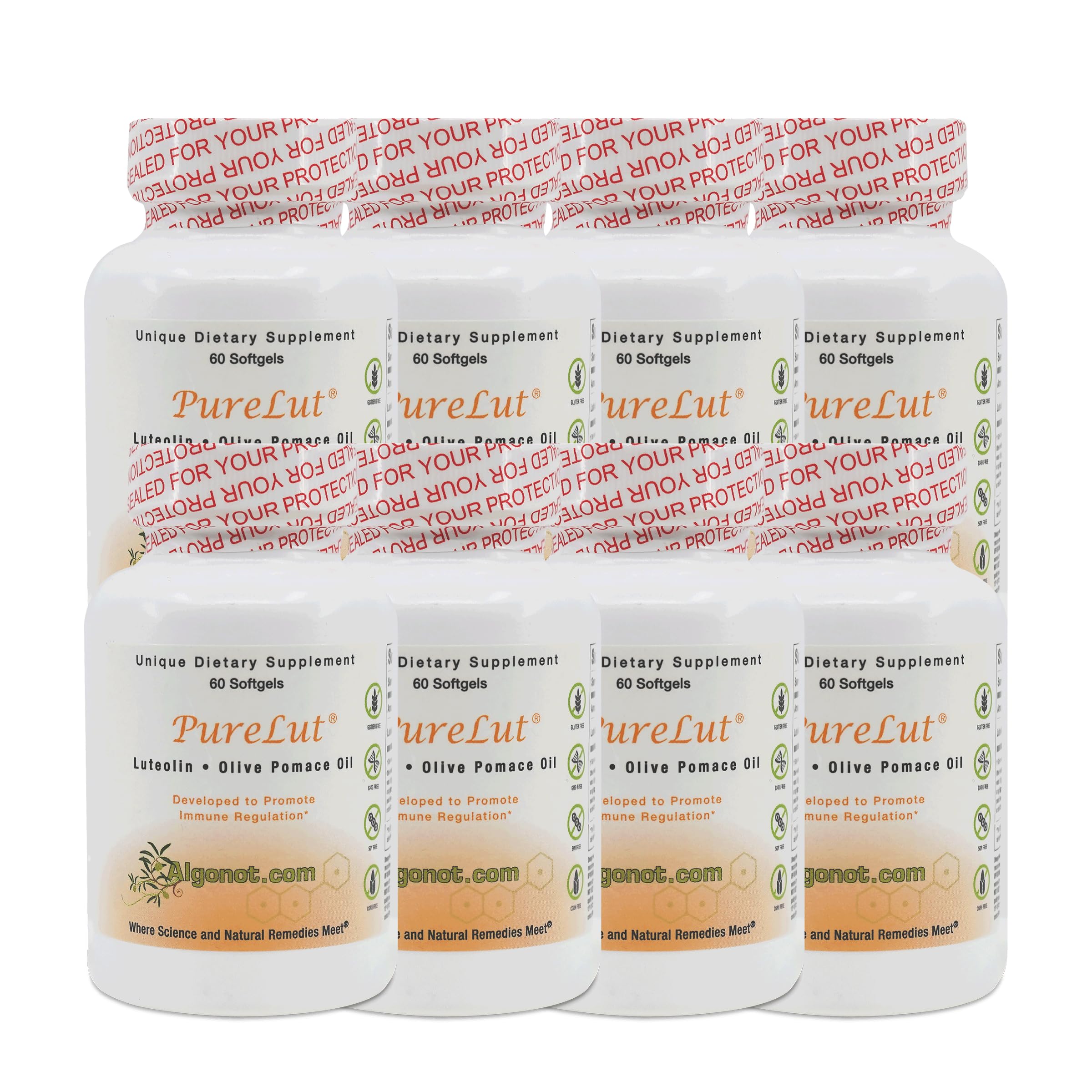 PureLut Liposomal Luteolin Supplement - 8 Pack | Patented Olive Oil Liposomal Absorption Technology for Enhanced Bioavailability | Supports Brain Health, Inflammation Relief & Antioxidant Protection
