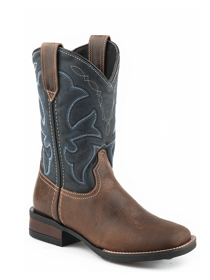 Roper Kids Monterey Boot - Burnished Leather Brown Size 09 018 0911 2409BR | Durable Leather Boots for Boys & Girls | Perfect for School, Outdoor Play & Western Events