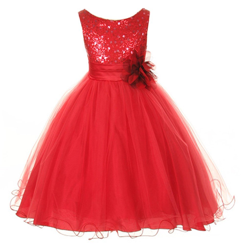 Sparkly Sequin Beaded Flower Girl Dress for Pageant, Graduation & Special Occasions - Elegant Big Girls' Formal Gown for Weddings, Parties & Celebrations