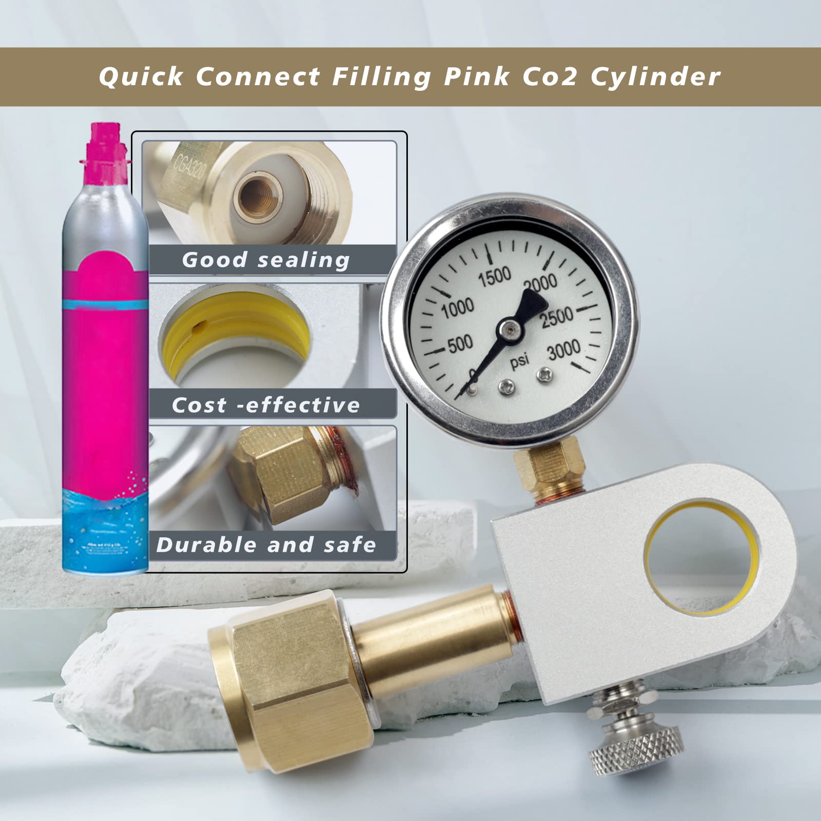 Upgraded CO2 Refill Adapter for CGA320 CO2 Tanks - Quick Carbonator for Soda Machines, Compatible with DUO Terra Art & More - Perfect for Home Carbonation & DIY Soda Making
