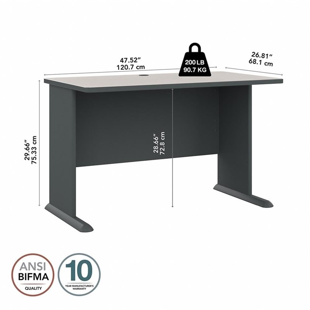 BOWERY HILL 48 Inch Modern Transitional Engineered Wood Desk - Slate Gray & White Finish for Home Office, Study Room & Workspace