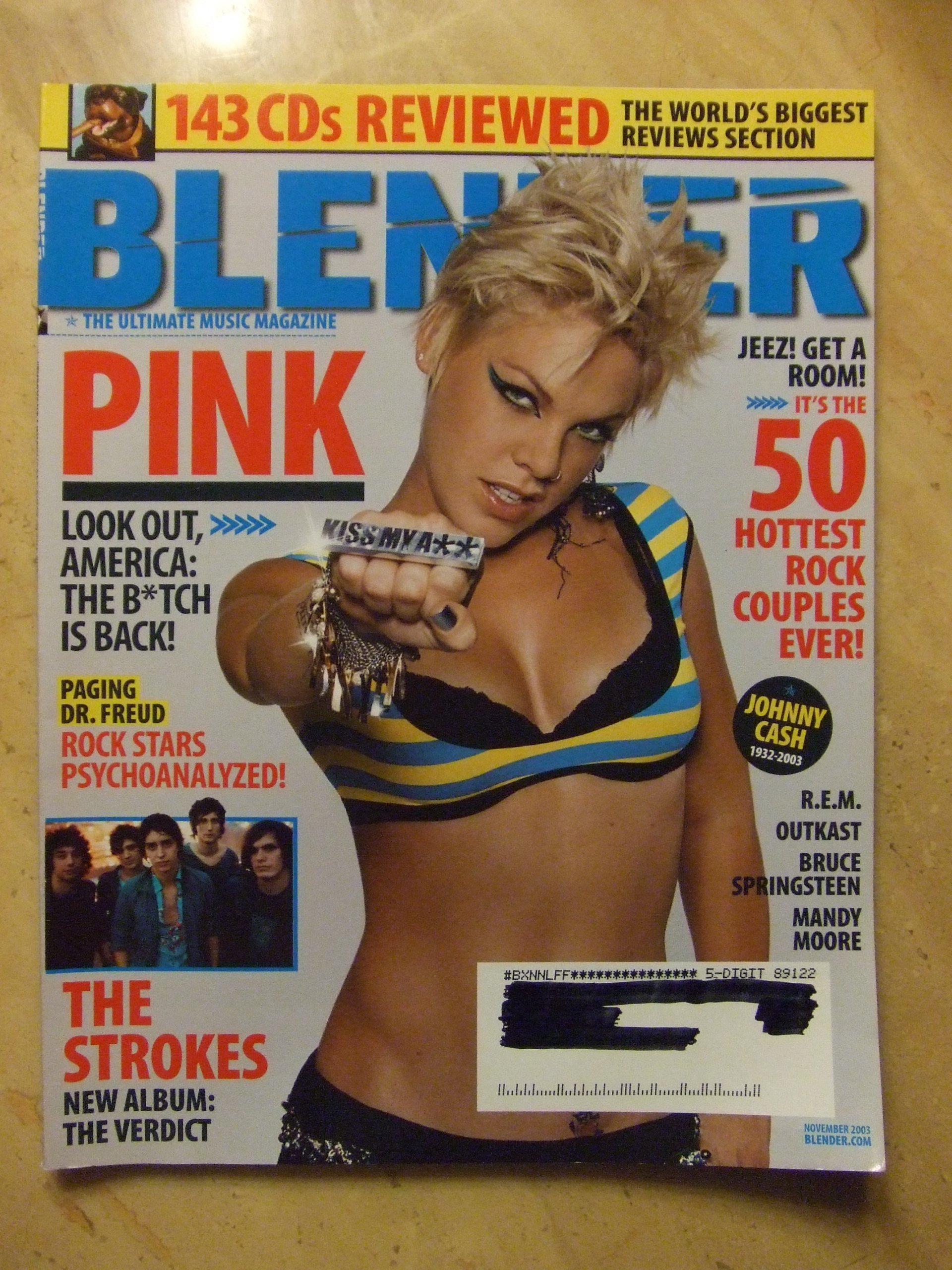 Blender Magazine November 2003 Issue - Pink 'Look Out America: The B*tch is Back' Collector's Edition | Vintage Music Magazine for Fans & Collectors | Perfect for Music Memorabilia Displays & 2000s Pop Culture Collections