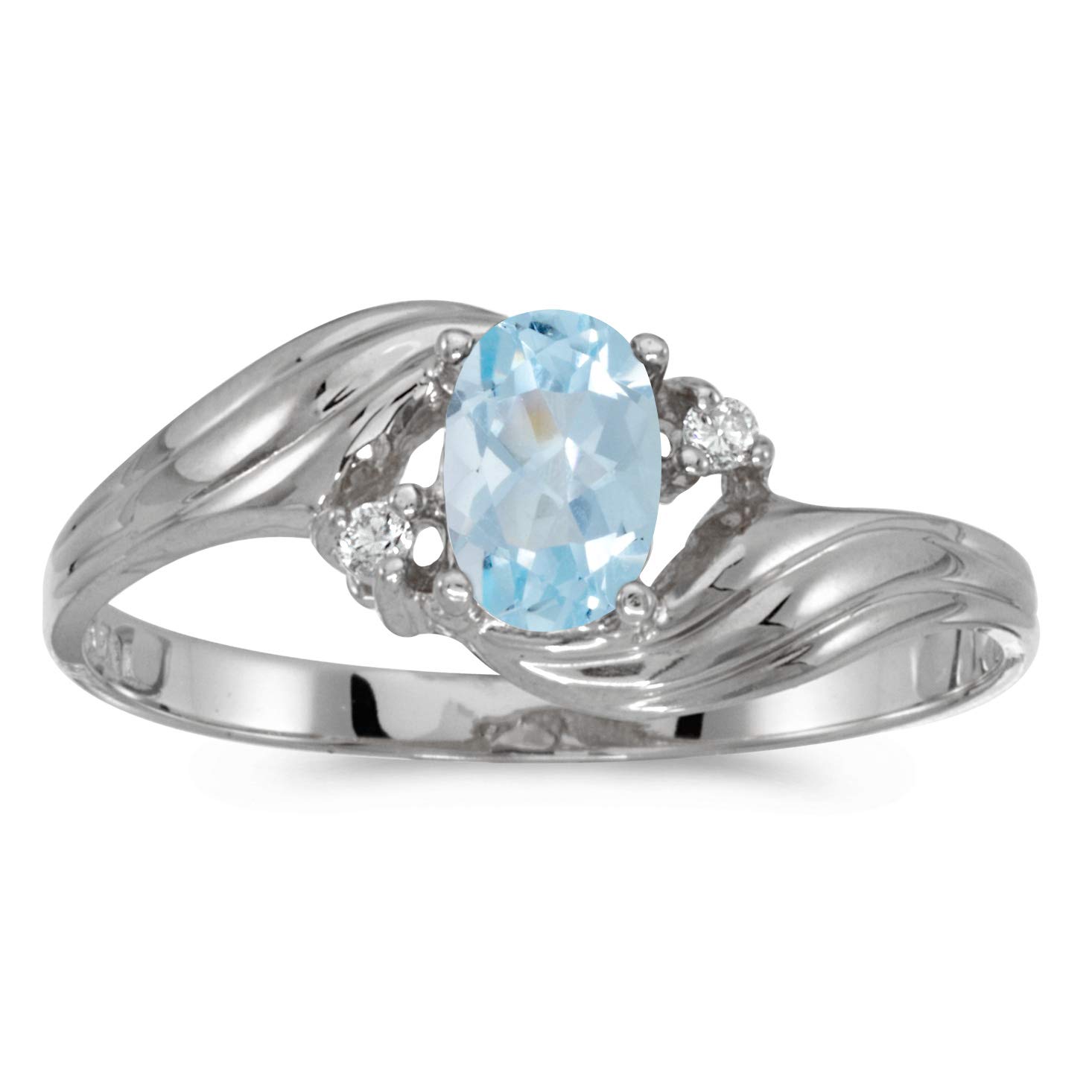 10K White Gold Oval Aquamarine & Diamond Engagement Ring for Women - Elegant Wedding, Anniversary, or Promise Jewelry Gift