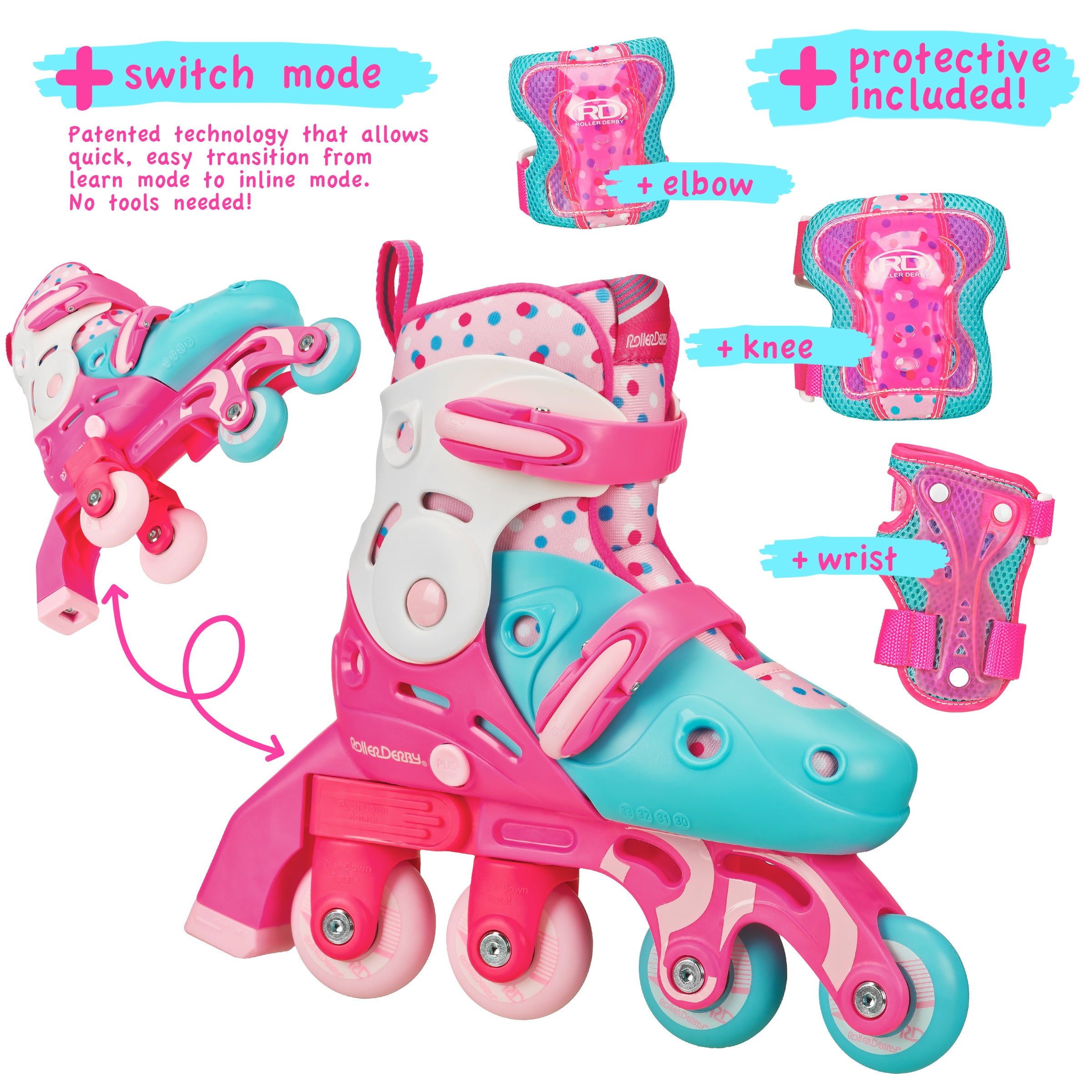 Adjustable Roller Skates for Girls - Switch Style with Light-Up Wheels - Perfect for Indoor & Outdoor Skating, Birthday Gifts, and Fun Exercise