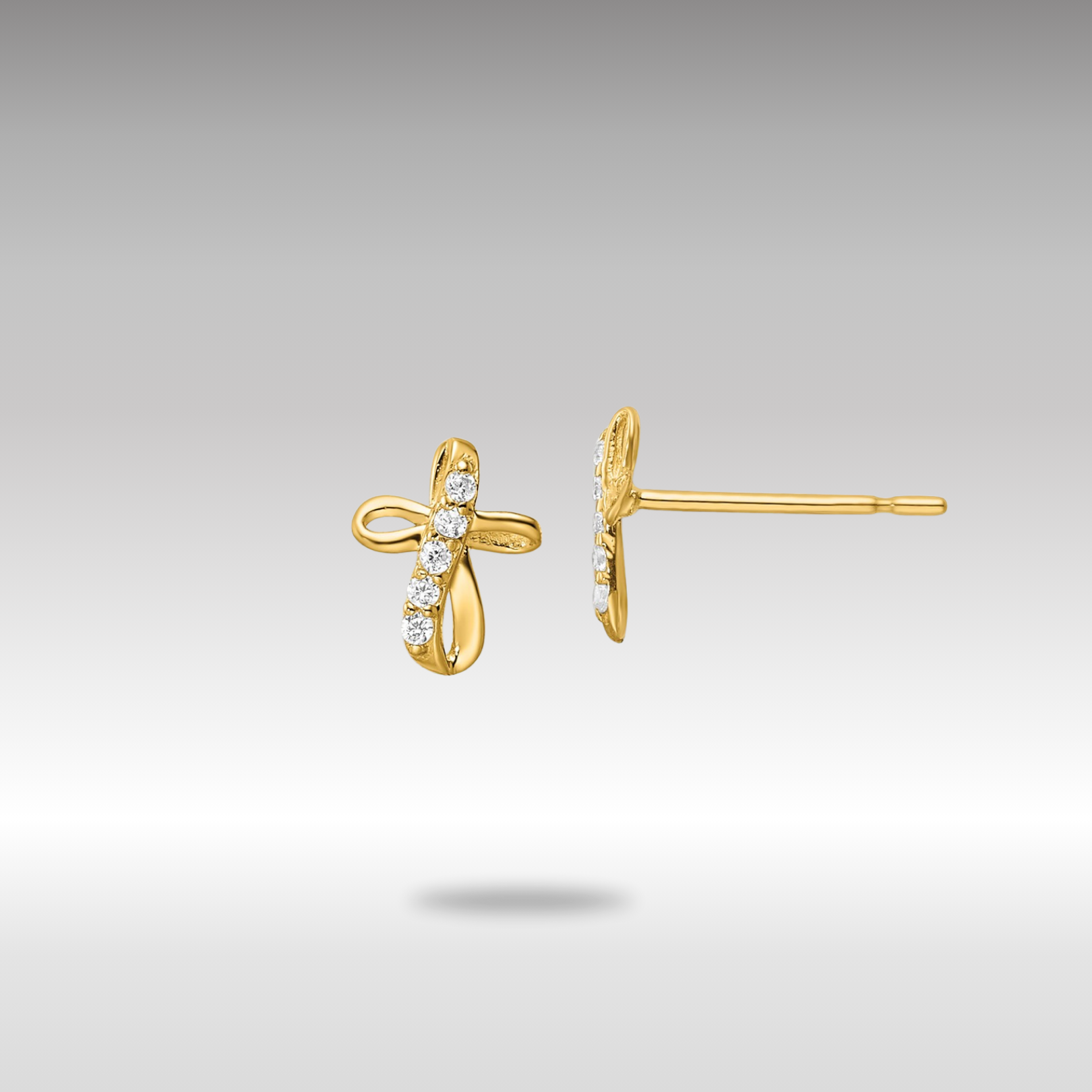 14K Gold Plated CZ Cross Post Earrings for Women - Hypoallergenic Cubic Zirconia Stud Earrings - Perfect for Church, Weddings & Everyday Wear - Model YE2123