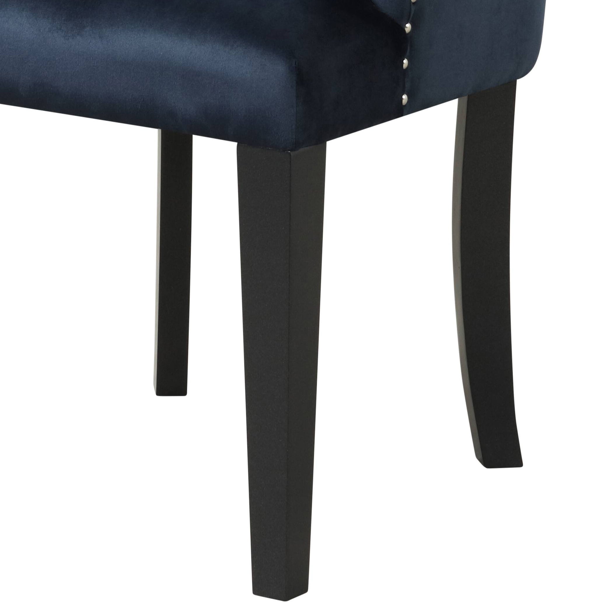 Dark Navy and Black Tufted Back Arm Chair - Modern Upholstered Living Room Accent Chair for Home Office, Lounge, and Reading Nook
