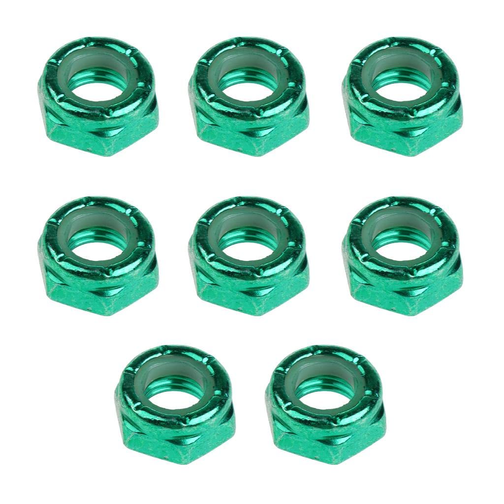 Segolike 8pcs Green Skateboard Truck Axle Nuts & Mounting Screws Hardware Set - Replacement Parts for Skateboard Maintenance & Repair | Perfect for DIY Skateboard Upgrades & Longboard Accessories