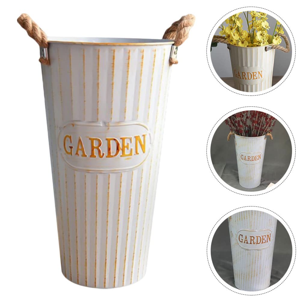 Cabilock Iron Flower Bucket Vase - Elegant Metal Floral Arrangement for Office Decor, Wedding Centerpieces & Home Decoration | Perfect for Table Settings, Gift Giving & Event Styling