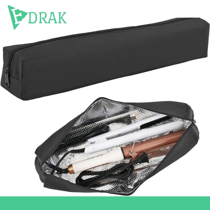 EDRAK Heat Resistant Travel Organizer Bag for Hair Styling Tools - Portable Storage Case for Curling Irons, Flat Irons, Hair Straighteners & Hot Air Brushes - Perfect for Travel, Home & Salon Use