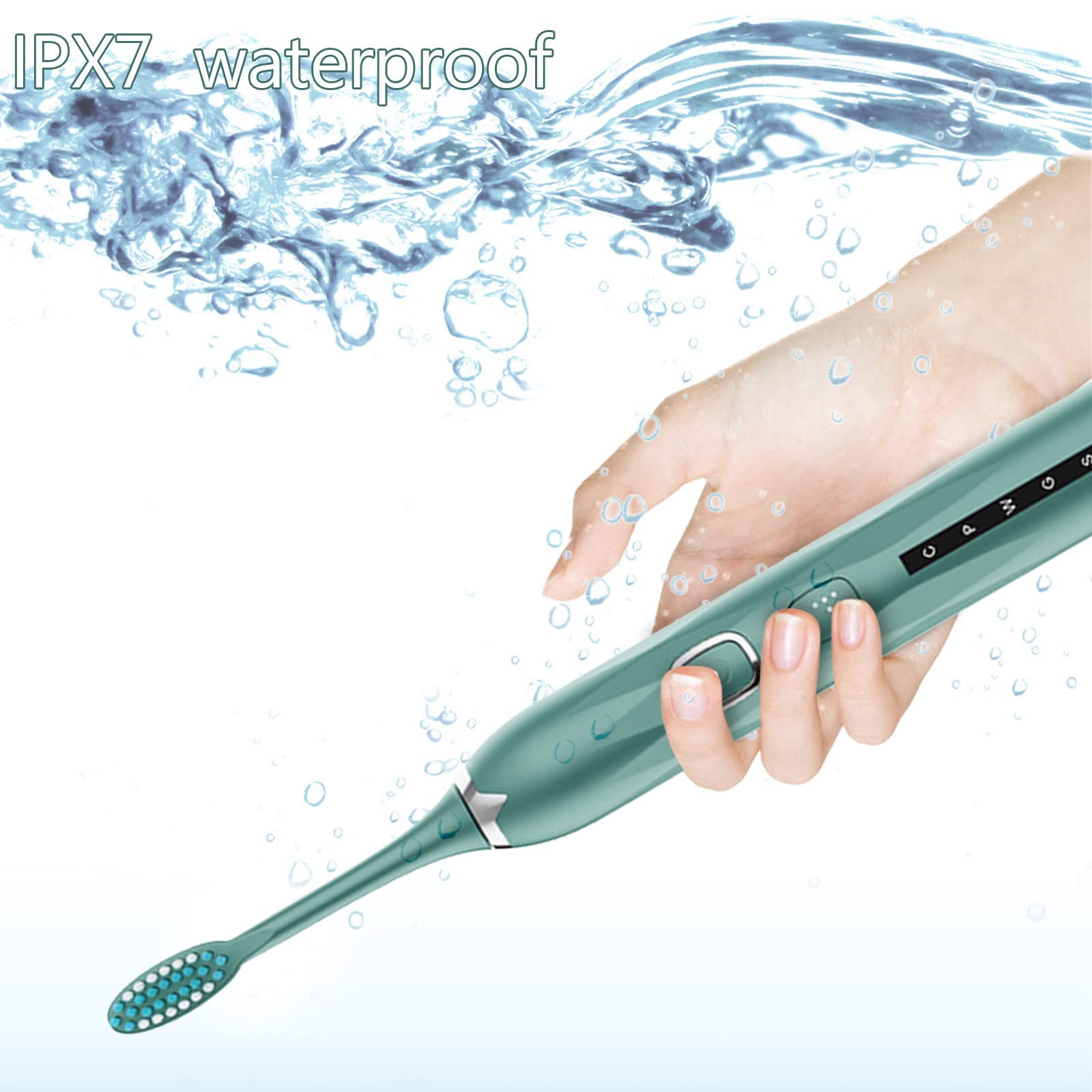 Sonic Electric Toothbrush for Adults - 5 Cleaning Modes, Smart Timer, USB Rechargeable with 2 Replacement Brush Heads - Perfect for Travel, Home & Office Use (Green)