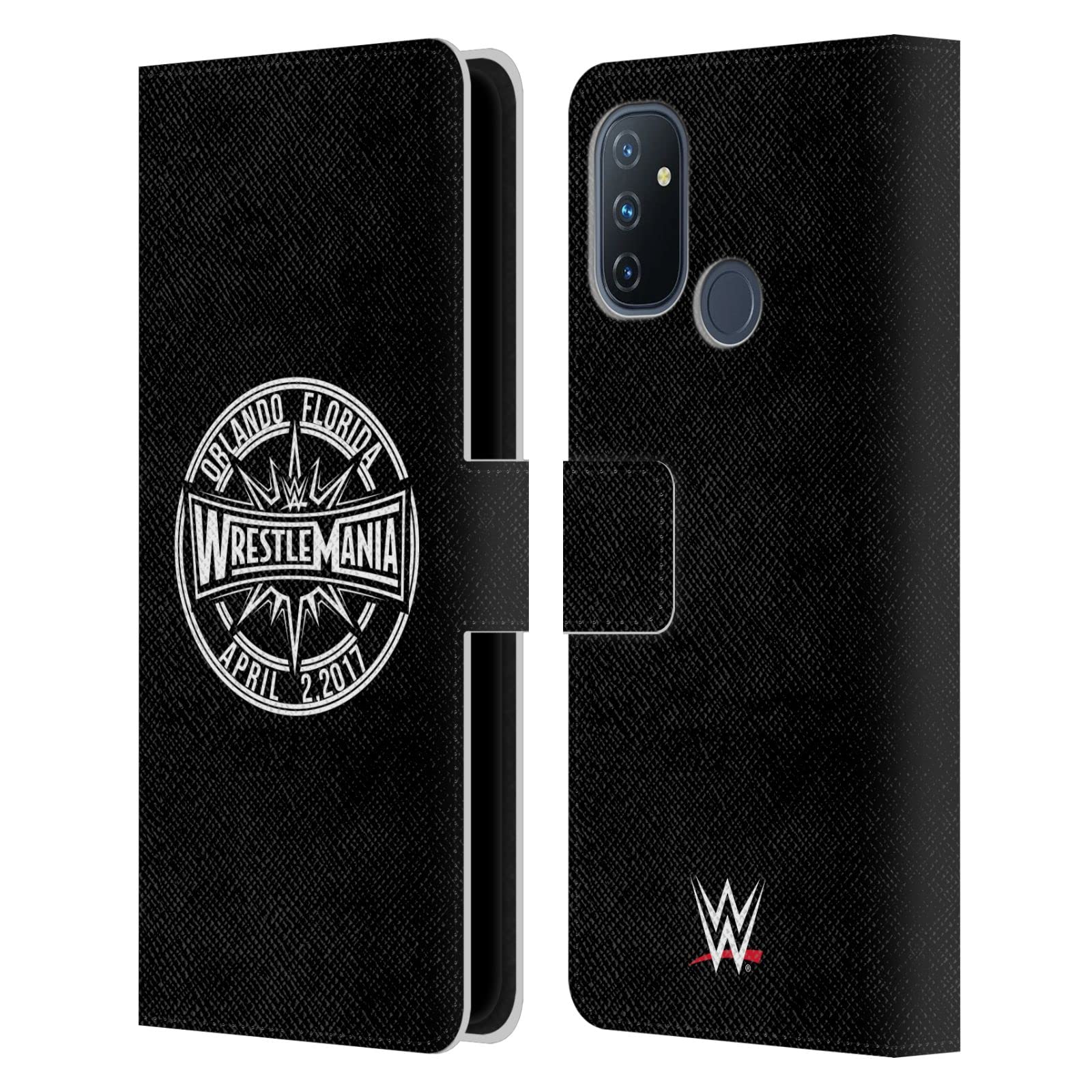 Head Case Designs WWE Wrestlemania 33 Leather Book Wallet Case for OnePlus Nord N100 - Stylish Protective Cover for Travel & Daily Use