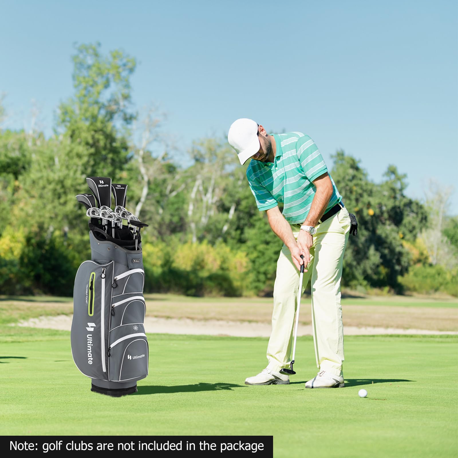 **Tangkula 15-Way Top Divider Lightweight Golf Cart Bag - Individual Putter Well, 7 Pockets, Cooler Bag, Shoulder Strap & Rain Hood - Portable Golf Carry Bag for Men & Women - Perfect for Golf Courses, Driving Ranges & Travel**