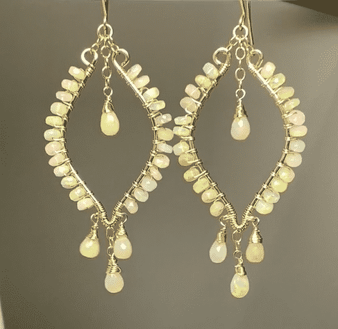 Ethiopian Opal Hoop Chandelier Earrings - 14K Gold Filled Dangle Earrings for Women, Elegant Statement Jewelry for Parties, Weddings & Special Occasions