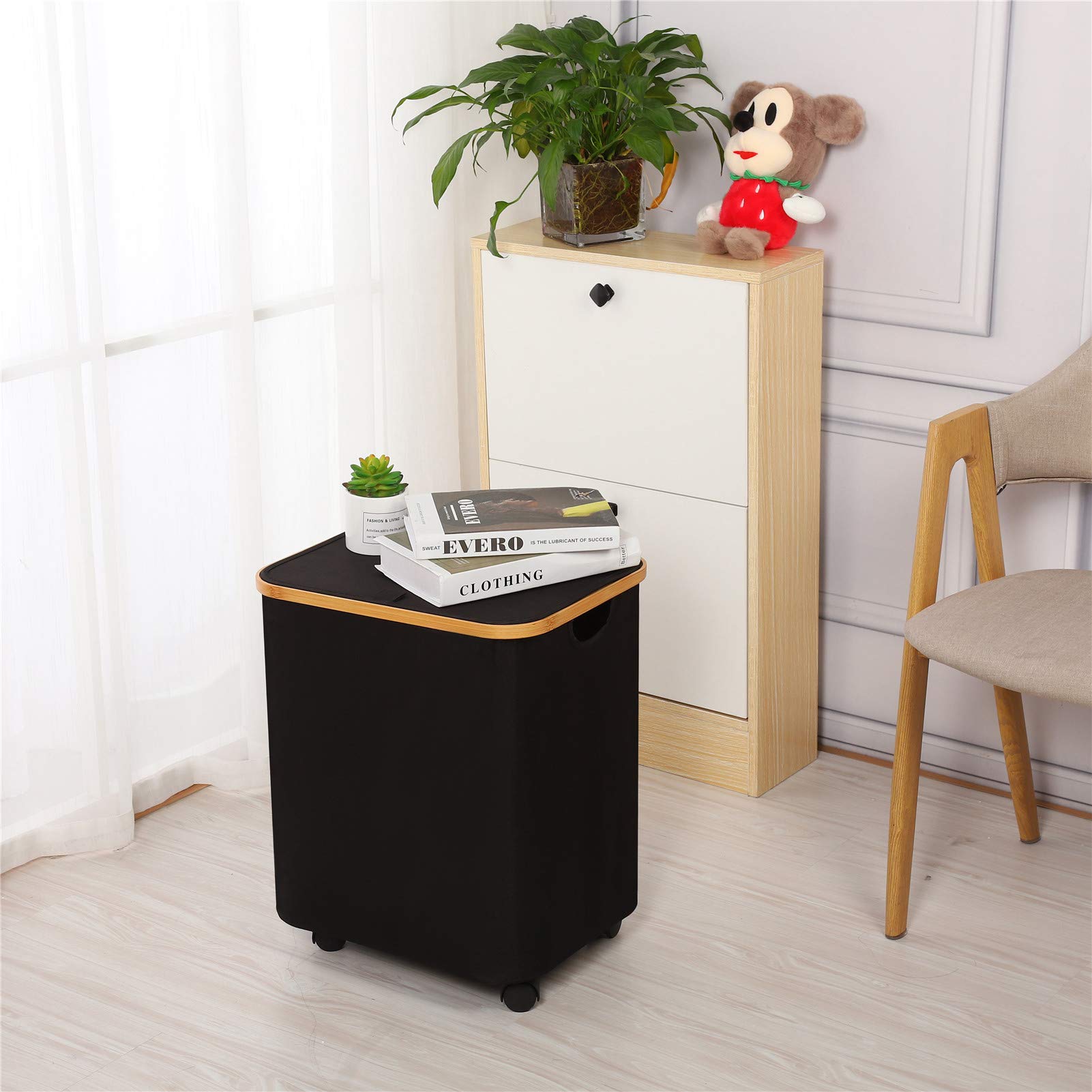 Guofa 73L Rolling Laundry Basket with Wheels & Lid - Large Collapsible Laundry Hamper with Removable Bag for Clothes, Toys Storage | Perfect for Bedroom, Laundry Room & Home Organization