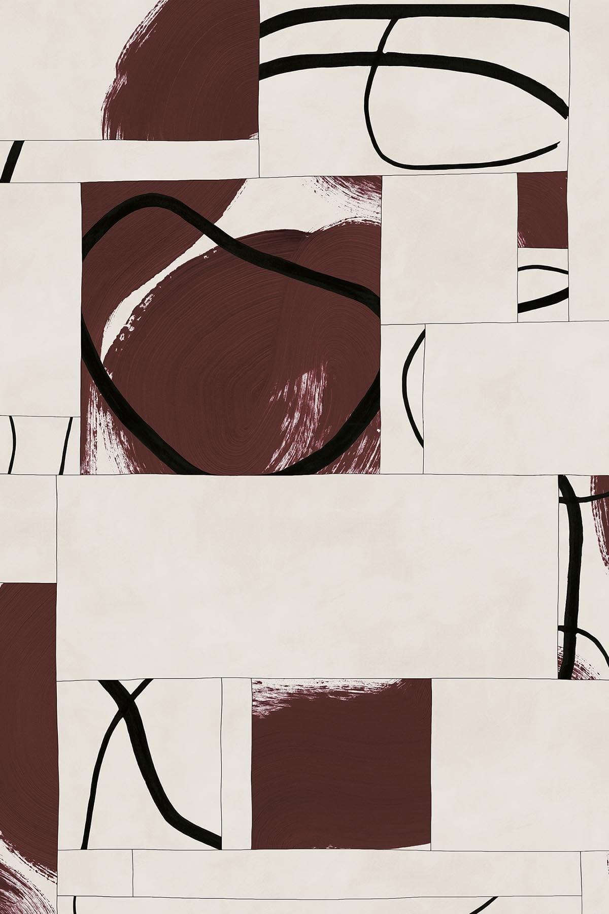 Stylish Burgundy Graphic Tiles - Trendy Home Decor for Living Room, Bedroom & Office Wall Design