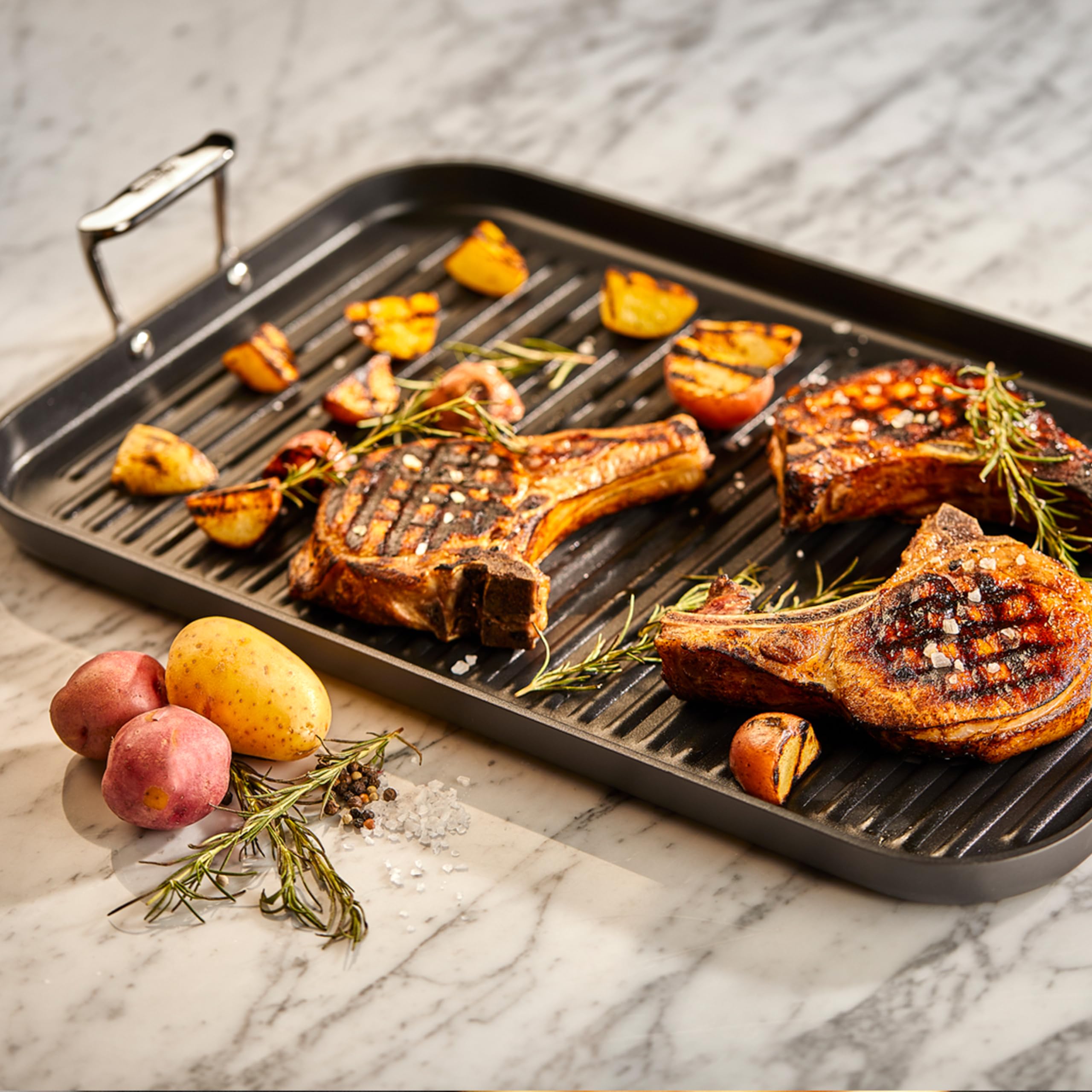 All-Clad HA1 Hard Anodized Nonstick Grill & Griddle Pan 13x20 Inch - Oven & Broiler Safe up to 500°F - Professional Cookware Set for Grilling, Searing & Baking - Perfect for Indoor/Outdoor Cooking, BBQ & Camping