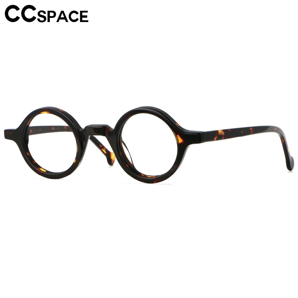 CCspace Unisex Full Rim Round Acetate Punk Frame Eyeglasses 53678 - Stylish Retro Eyewear for Men & Women - Perfect for Daily Wear, Fashion Statement, and Punk Rock Style