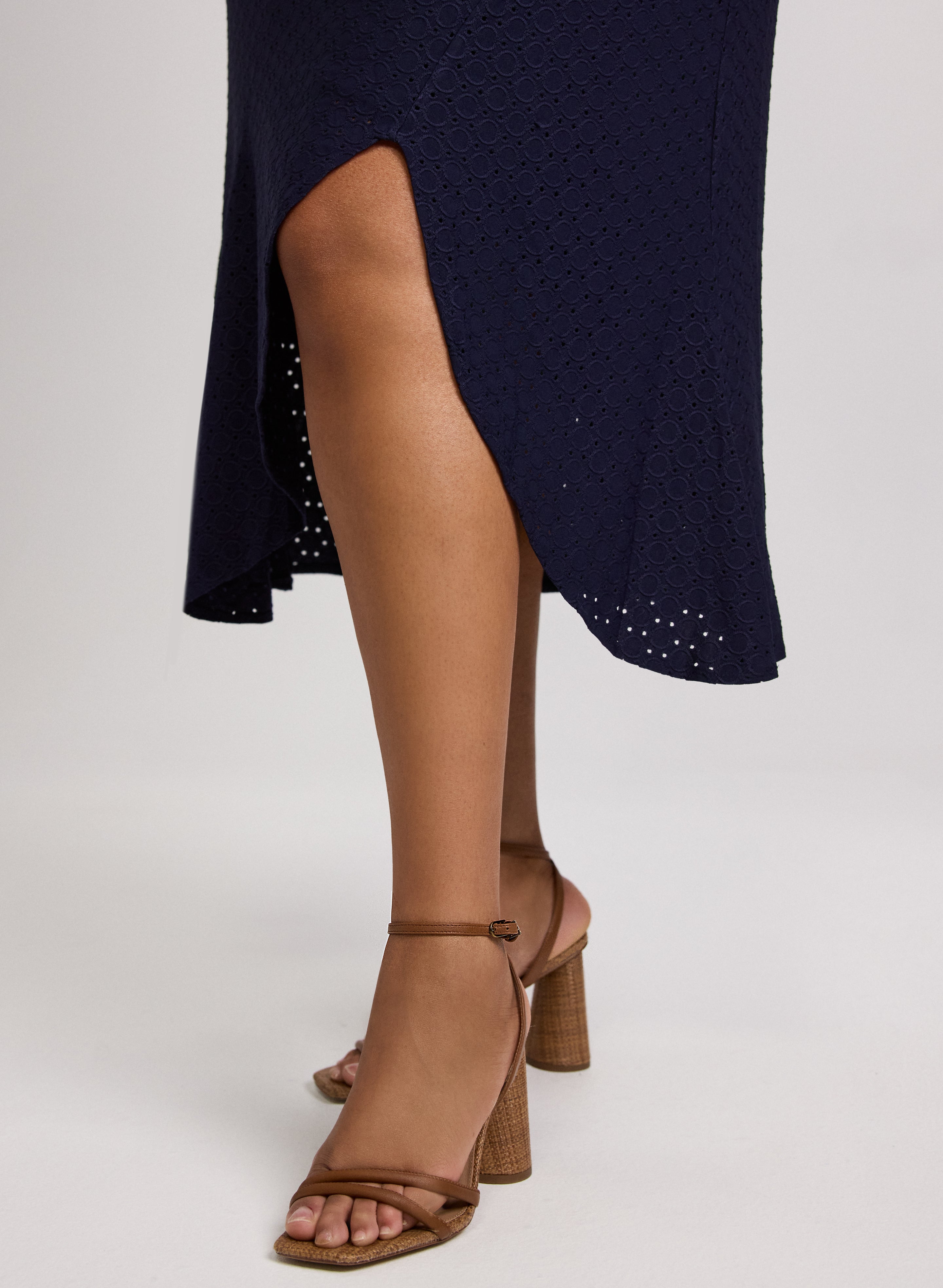 Elegant Eyelet Midi Dress for Women - Summer Floral Boho Dress with Short Sleeves - Perfect for Beach Vacations, Date Nights & Garden Parties