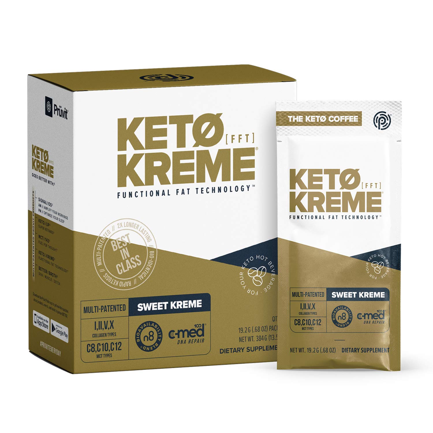 PRÜVIT Keto//Kreme - 20 Single-Serve Packets of Premium Keto Creamer for Coffee & Tea | Supports Ketosis & Energy | Perfect for Low-Carb Diet, Intermittent Fasting & Weight Management