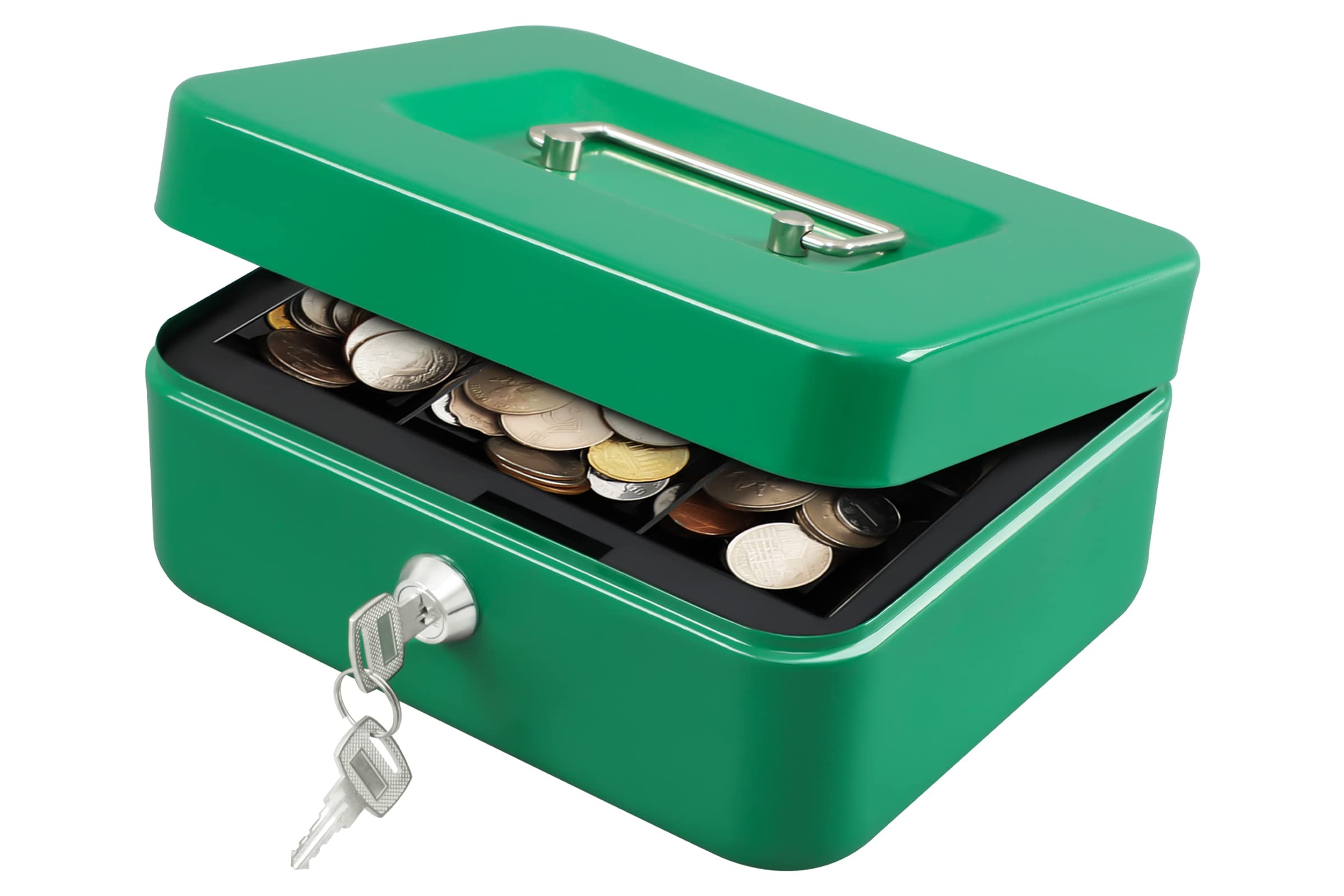 KYODOLED Medium Cash Box with Money Tray & Key Lock - 7.87