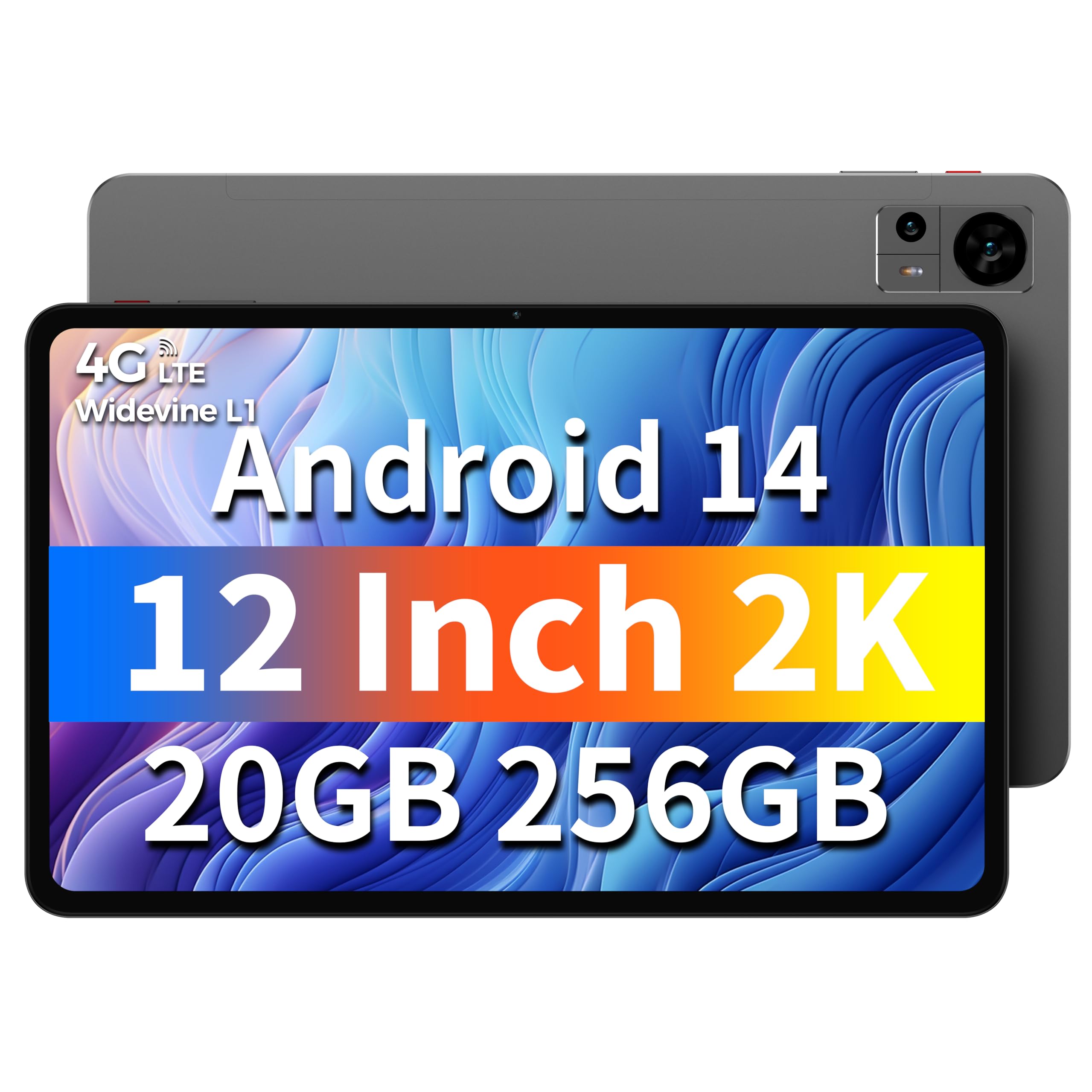 TECLAST T60 12 Inch Android 14 Tablet - 256GB Storage (Expandable to 1TB), Unisoc T616 Processor, 8000mAh Battery with 18W PD Fast Charging, 4 Speakers, 5G WiFi & 4G LTE, Dual 13MP Camera, GPS - Perfect for Work, Study, and Entertainment