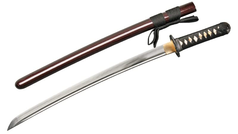 Handmade Lion Dog Wakizashi Sword - Differential Hardened 1060 Spring Steel, Functional Samurai Katana with Sharp Blade & Bohi Groove - Perfect for Martial Arts Training, Cosplay, and Collectors