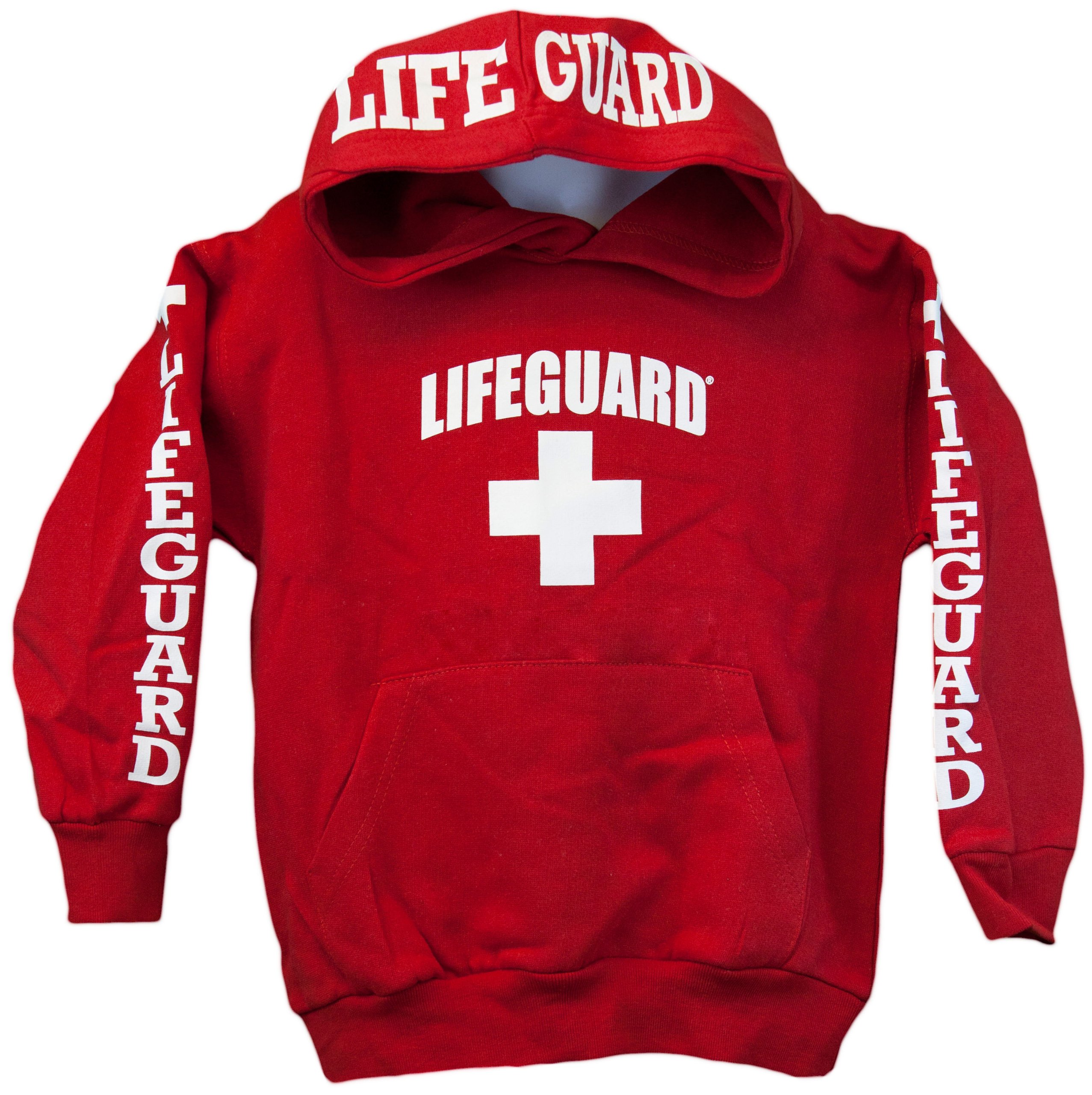 Kids Lifeguard Hoodie - Red Life Guard Sweatshirt for Boys & Girls | Beach Safety, Pool Party & Swim Team Apparel