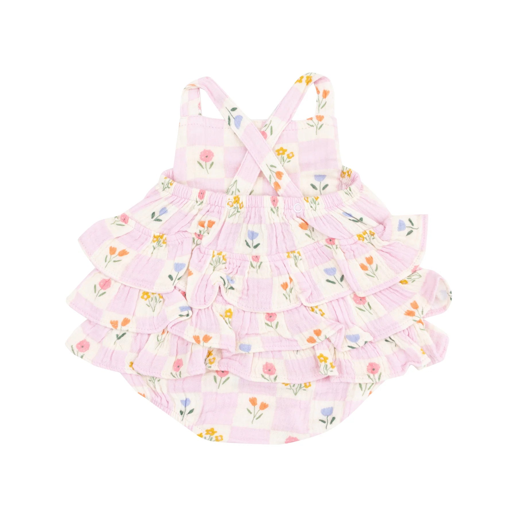 Floral Check Ruffle Sunsuit for Baby Girls - Cute Summer Outfit, Beach & Pool Wear, Photoshoot & Party Dress