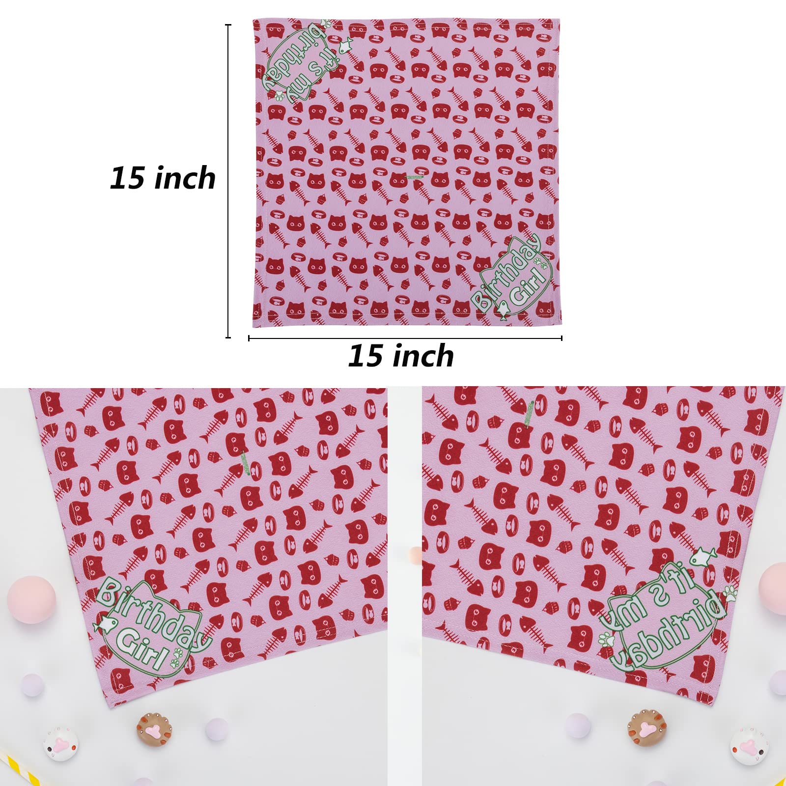 TCBOYING Cat Birthday Bandana & Hat Scarf - Cute Pet Birthday Party Decorations for Cats & Dogs - Perfect for Birthday Celebrations, Photo Shoots & Special Occasions