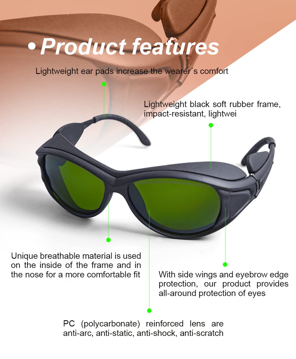 SFX Professional OD6+ Laser Safety Glasses - 200nm-450nm & 800nm-2000nm Wavelength Protection - Ideal for Laser Cutting, Engraving & Medical Procedures