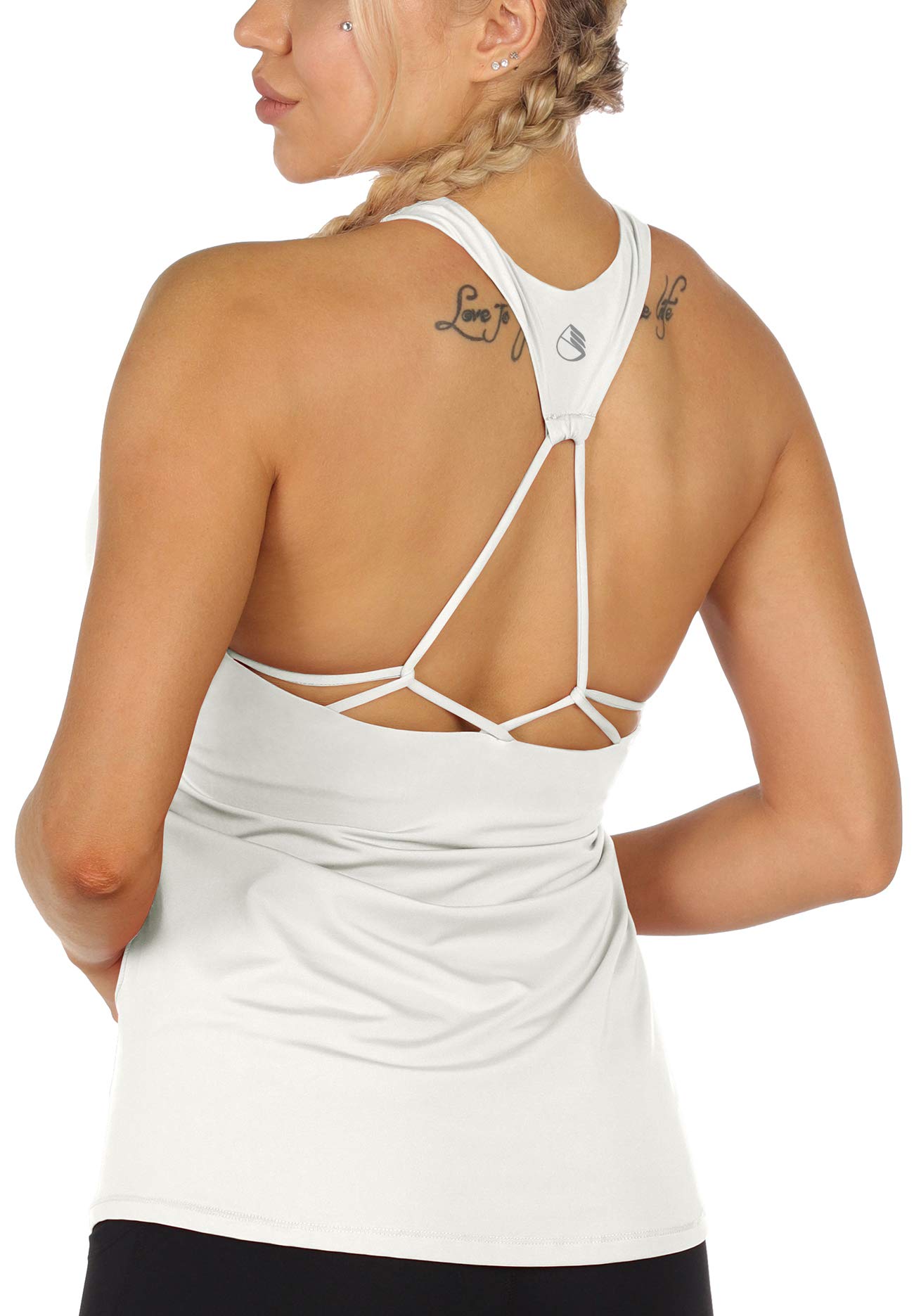 Icyzone Women's Built-in Bra Workout Tank Tops - Strappy Athletic Yoga Shirts for Running, Gym & Exercise | Comfortable Fitness Apparel for Yoga, Pilates & Active Lifestyles