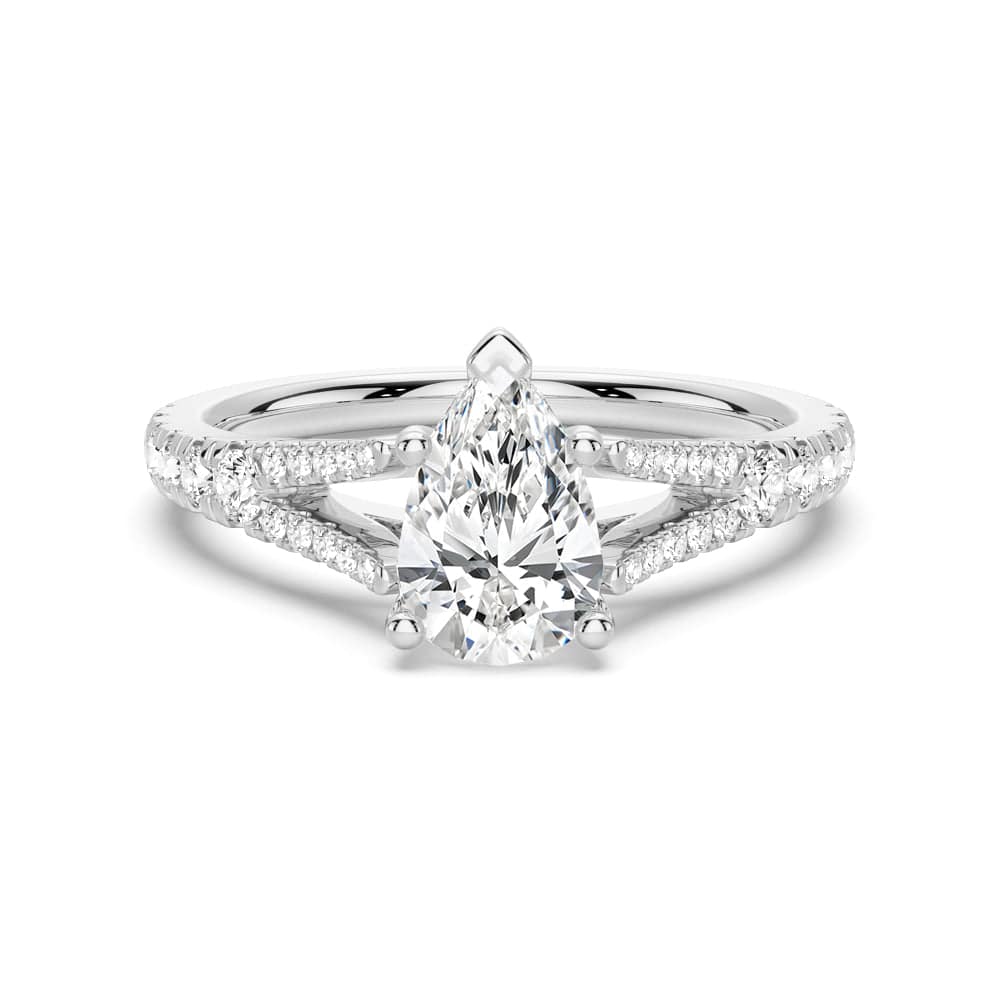 Exquisite Pear Shaped Split Shank Moissanite Engagement Ring - Perfect for Proposals, Weddings & Anniversary Gifts
