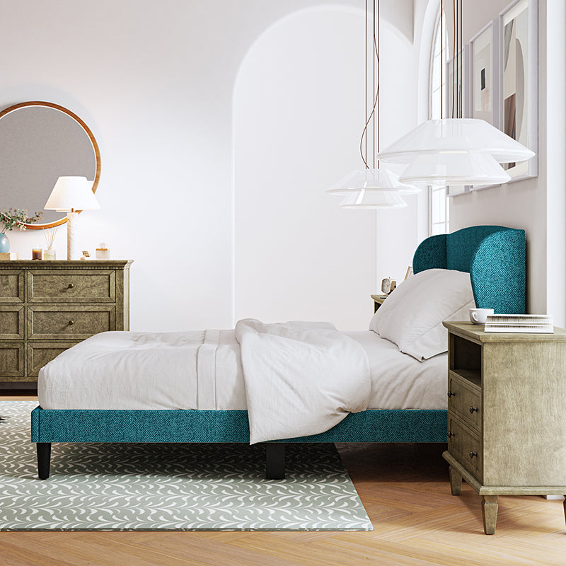Baotist Upholstered Wingback Platform Bed Frame - Queen Size Modern Bedroom Furniture for Master Bedroom, Guest Room & Apartment