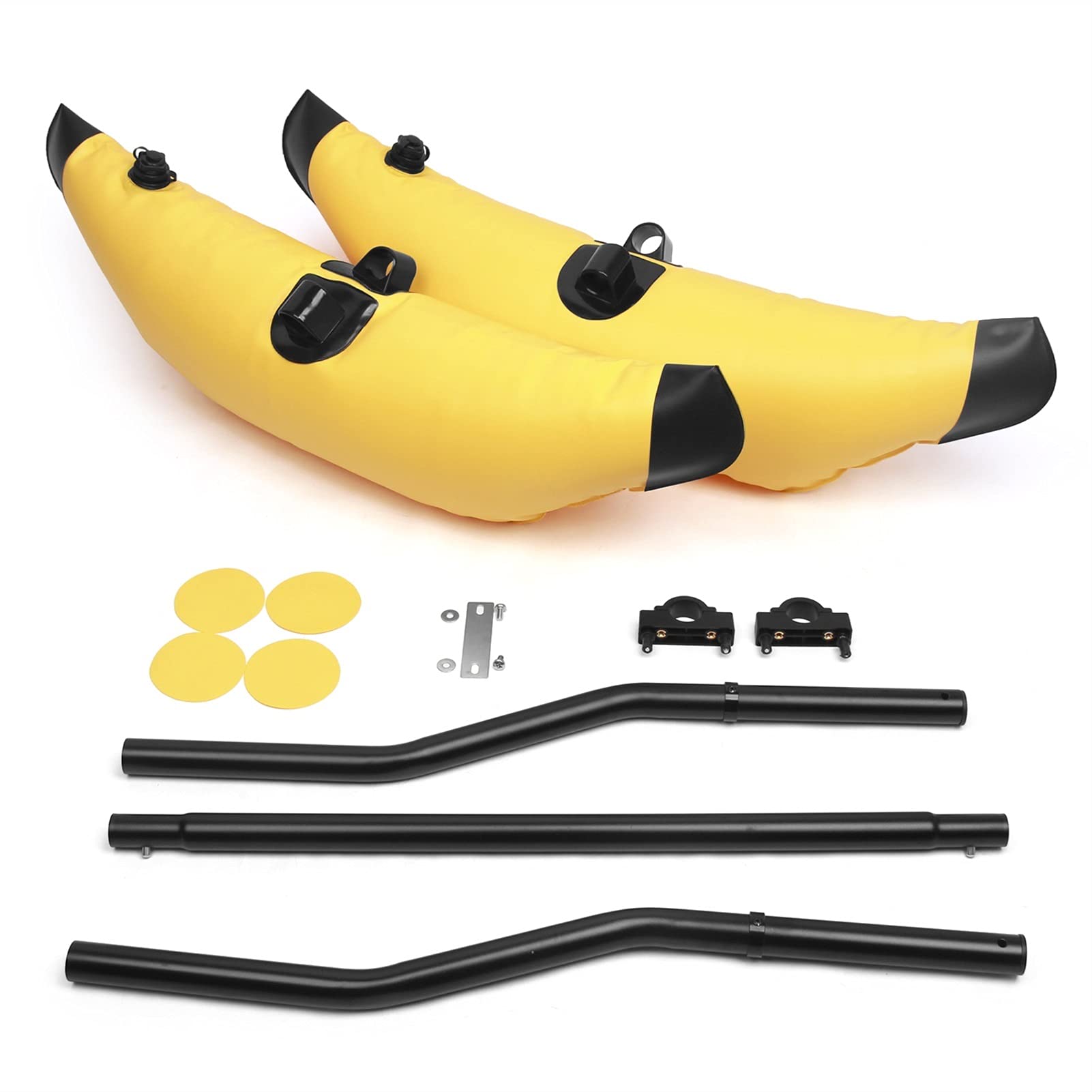 **Inflatable Kayak Outrigger Stabilizer Kit - PVC Sidekick Arms & Fishing Rod Holder - Yellow - Enhance Stability for Kayak Fishing & Standing Paddling**