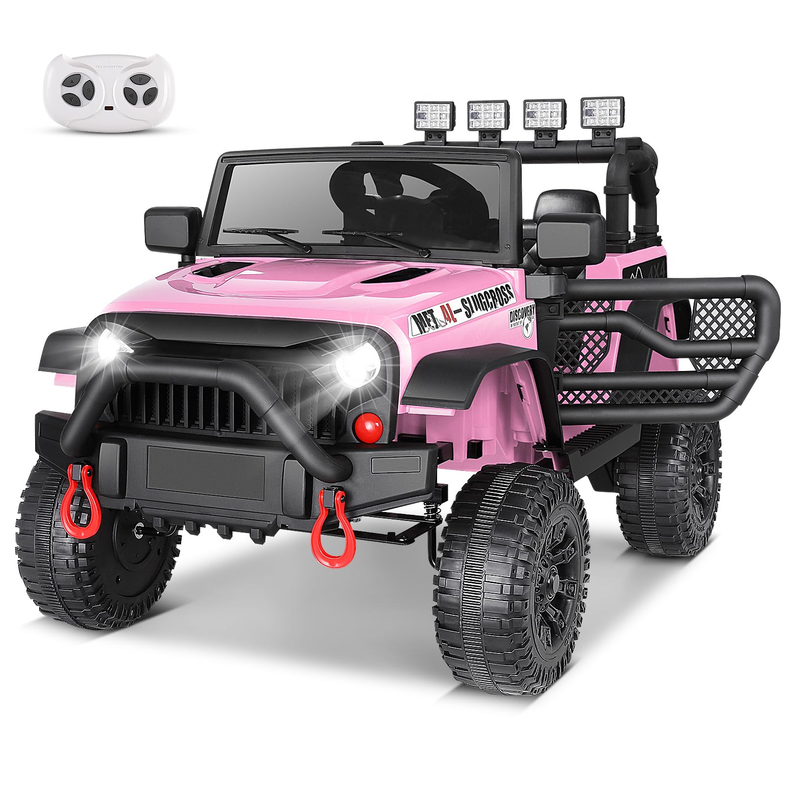 Hikole 12V Kids Electric Ride-On SUV with Remote Control - Battery Powered Toddler Car, 3 Speed Adjustable, Shock Absorption, Bluetooth Music & LED Lights - Perfect Birthday Gift (Hot Pink) - Indoor & Outdoor Play for Boys & Girls Ages 2-5 Years