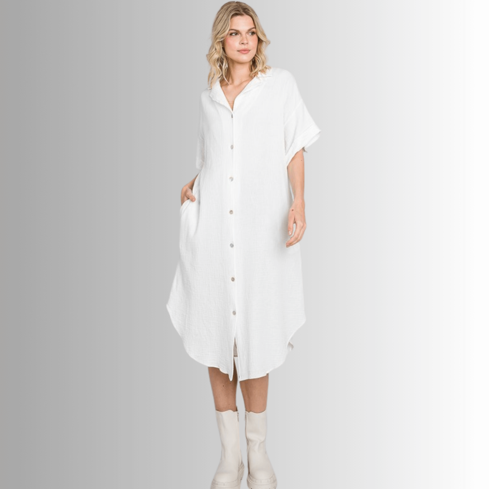 Phoebe Women's Versatile Cotton Gauze Shirt Dress - Casual Summer Boho Chic Style for Beach, Office & Everyday Wear