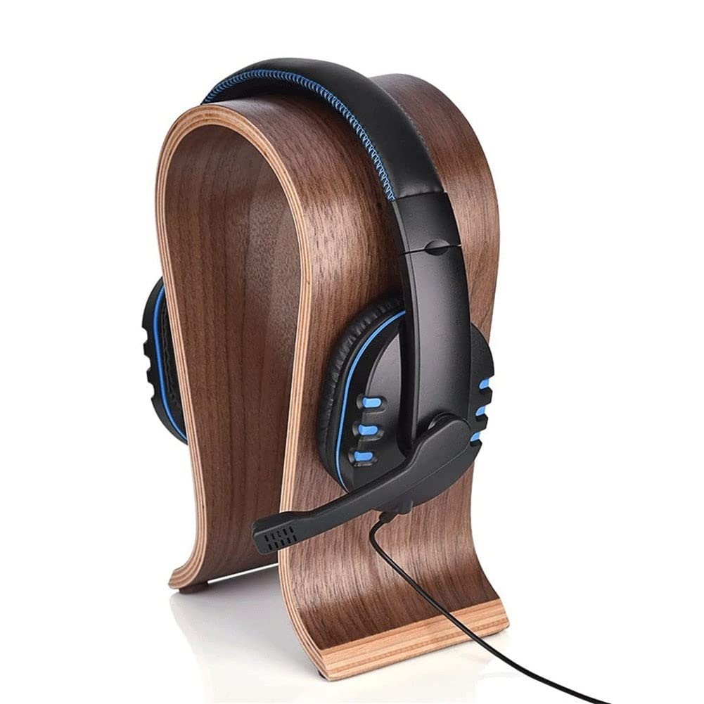 Premium Walnut Wood Gaming Headset Stand - Ergonomic Headphone Holder & Desk Organizer for Gamers, Streamers & Office Use - Perfect for Displaying Headsets, Reducing Clutter & Enhancing Workspace Aesthetics