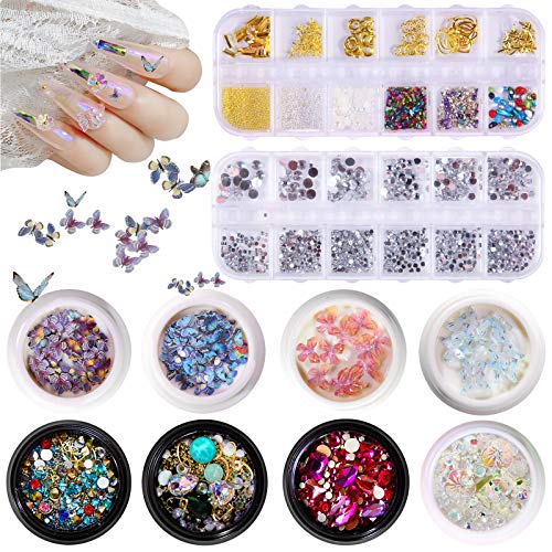 3D Nail Art Rhinestones & Acrylic Jewels - 6400pcs Crystal Nail Gems for Nail Art Designs, Manicures & Acrylic Nails - Perfect for DIY Nail Decorations, Salon Use & Party Glam