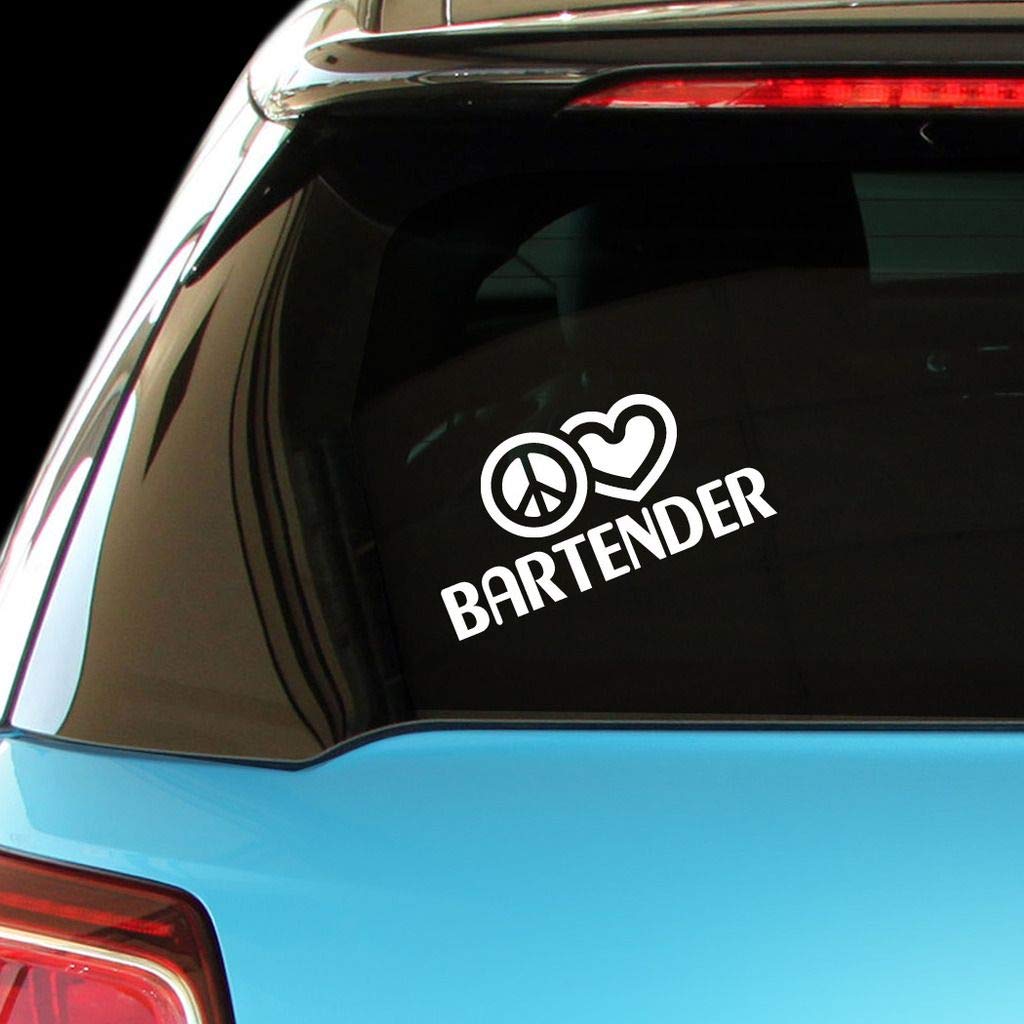 Peace Love Bartender Vinyl Decal - Waterproof Car Laptop Wall Sticker for Home Office Bar Decor - Perfect for Bartenders, Mixologists & Cocktail Lovers